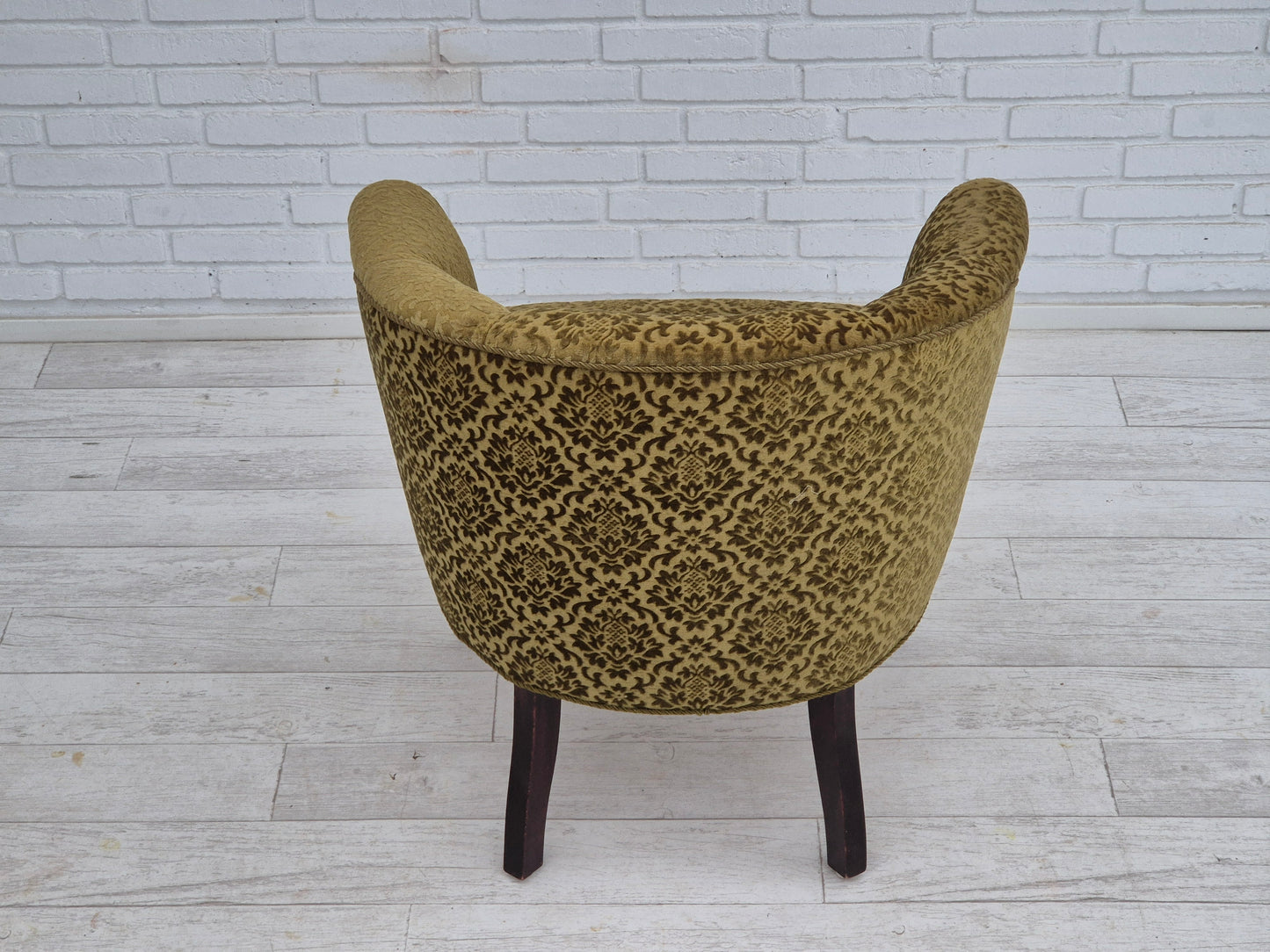 1950s, Danish lounge chair, reupholstered, green furniture fabric.