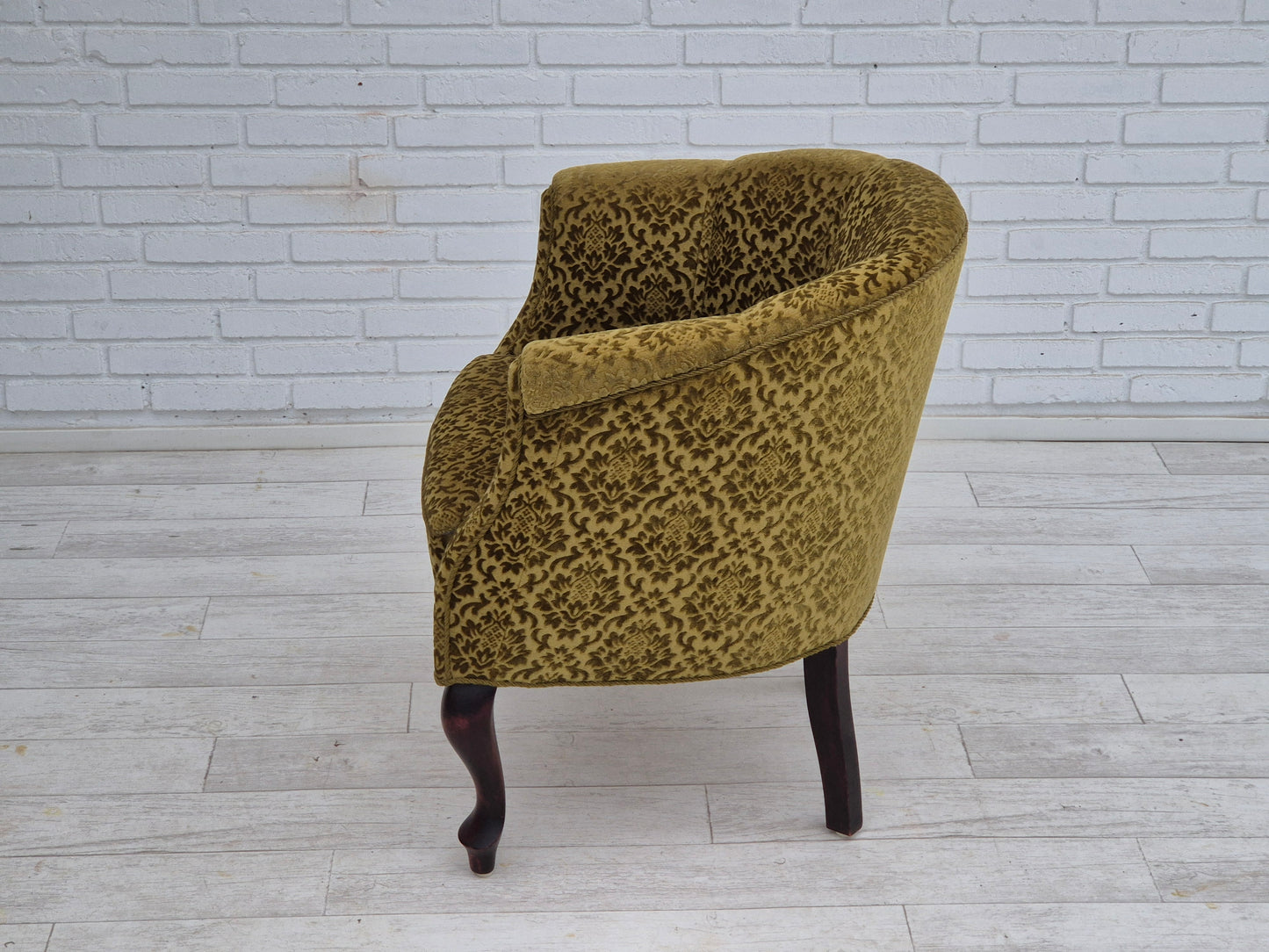 1950s, Danish lounge chair, reupholstered, green furniture fabric.