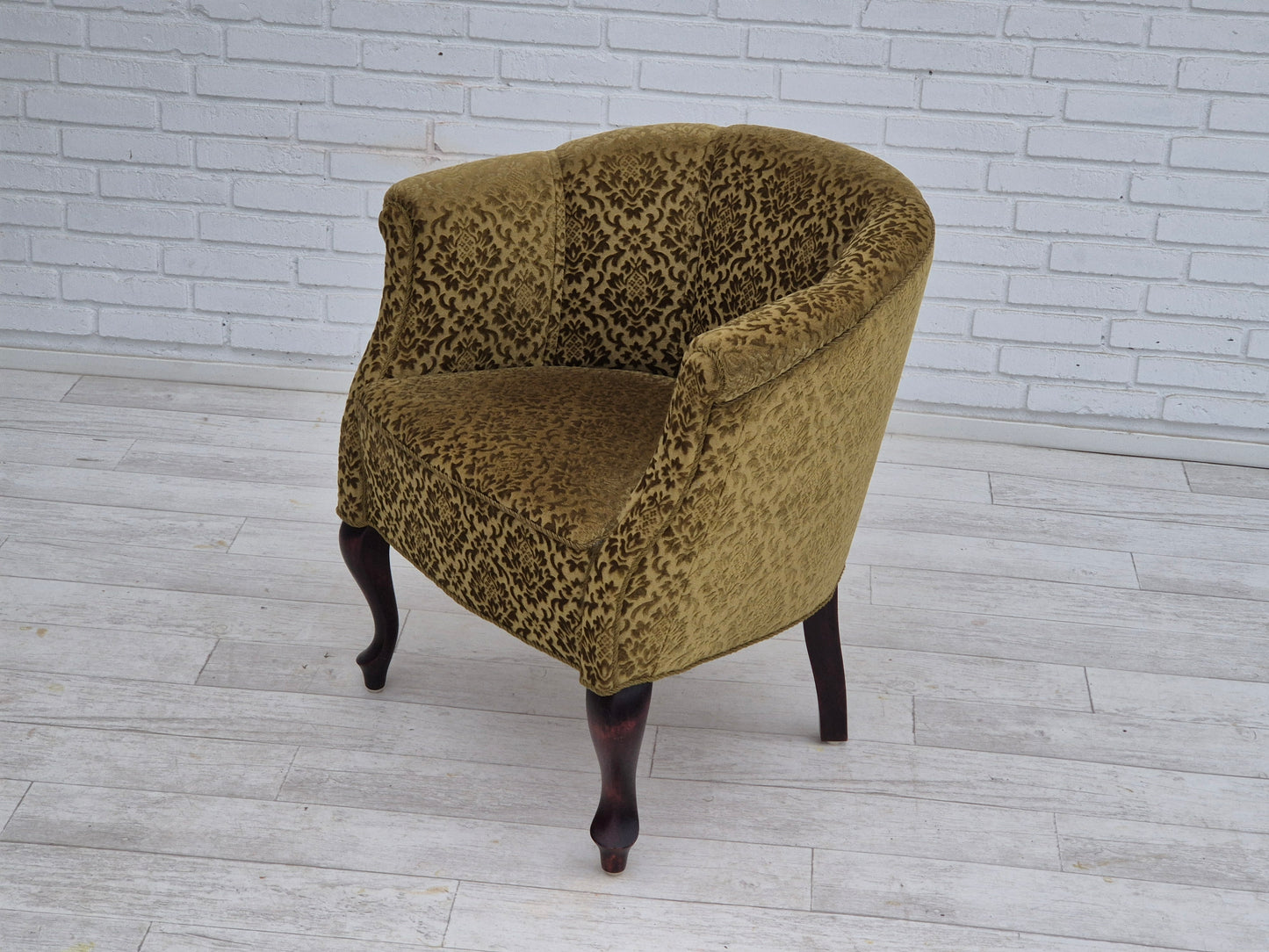 1950s, Danish lounge chair, reupholstered, green furniture fabric.