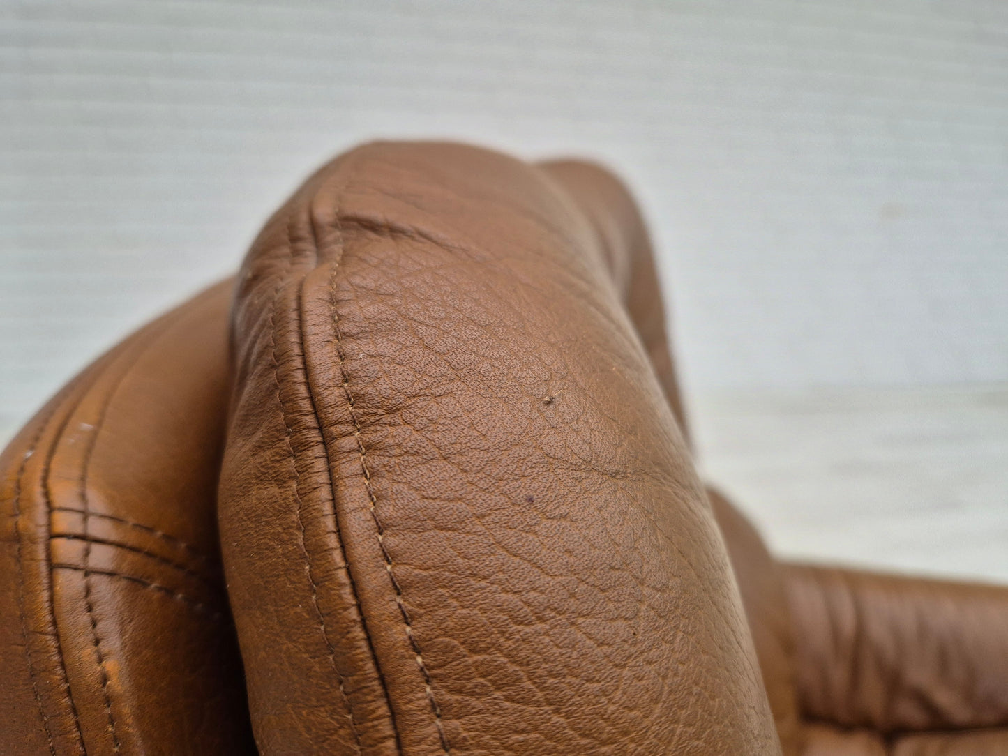 1970s, Scandinavian swivel chair, original condition, brown furniture leather.