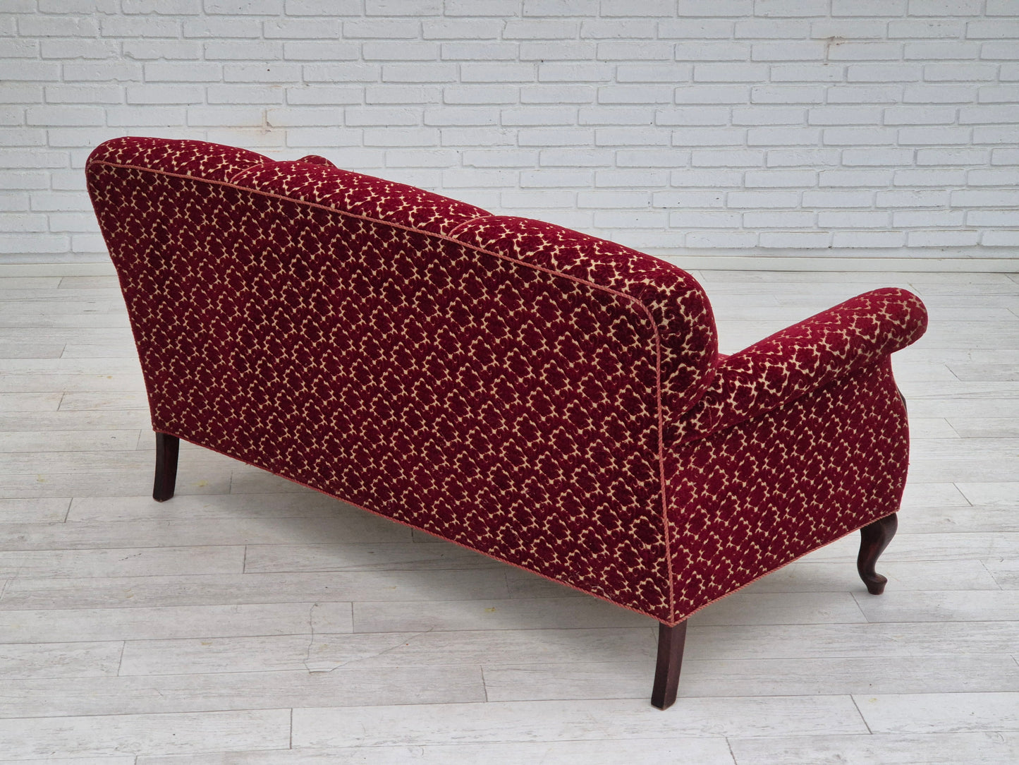 1950s, Danish 3 seater sofa, original condition, furniture velour, beech wood.