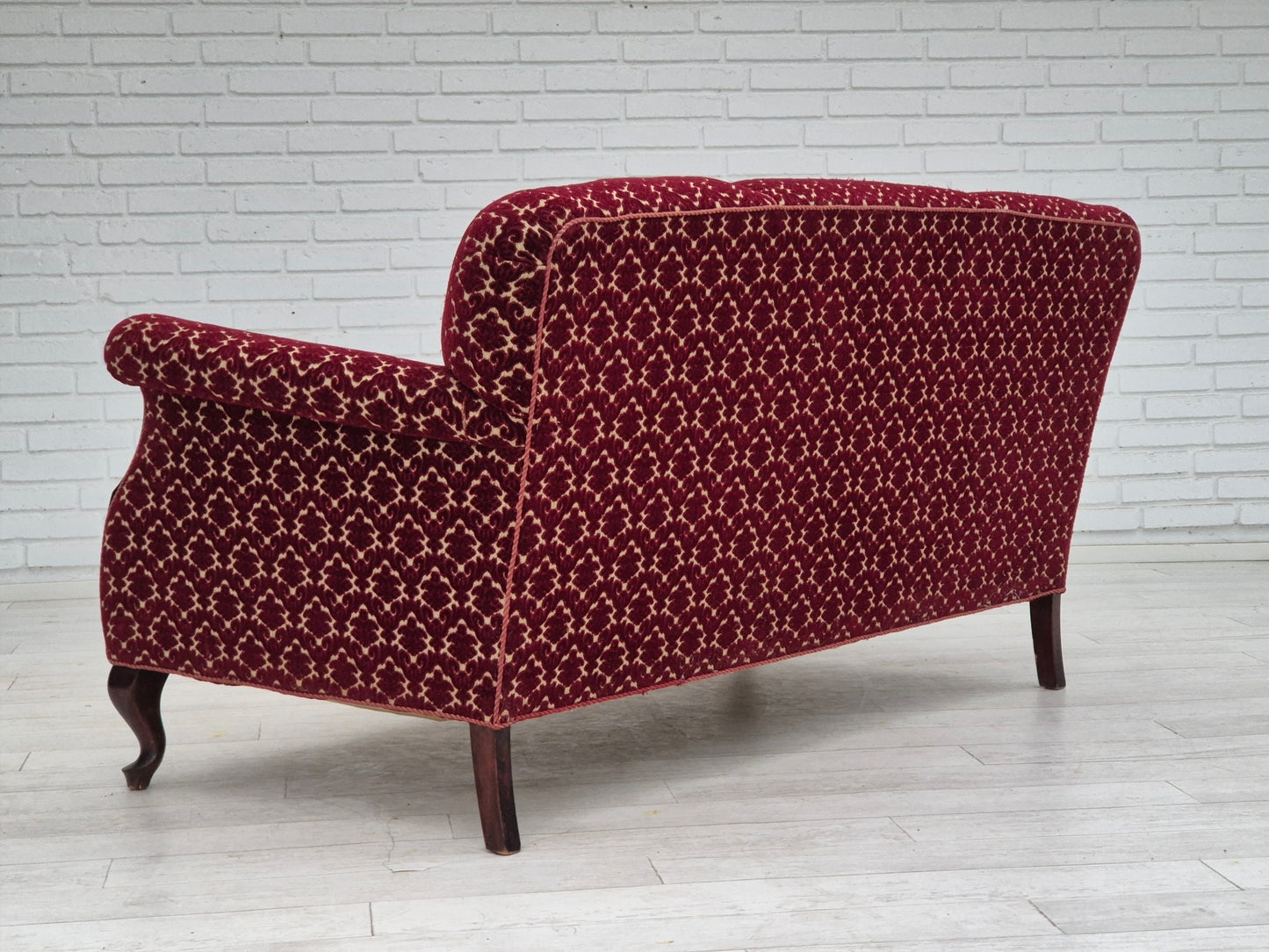 1950s, Danish 3 seater sofa, original condition, furniture velour, beech wood.