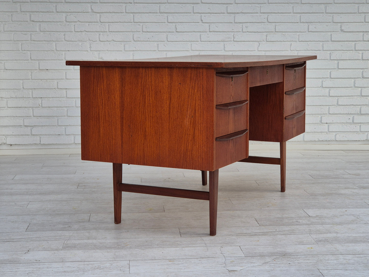 1960s, Danish teak wood desk, drawers.