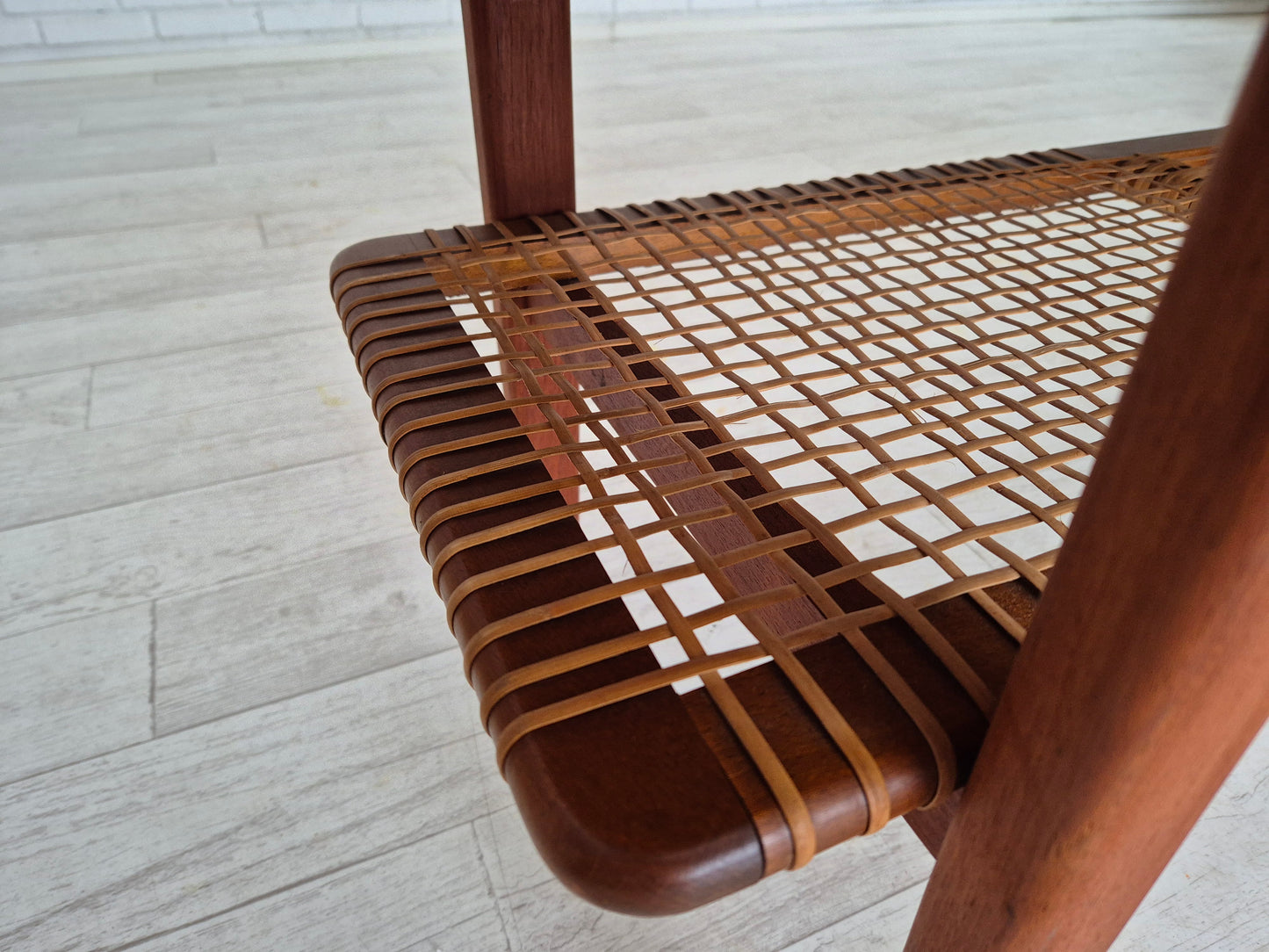 1970s, Scandinavian coffee table, original condition, teak wood, rattan.