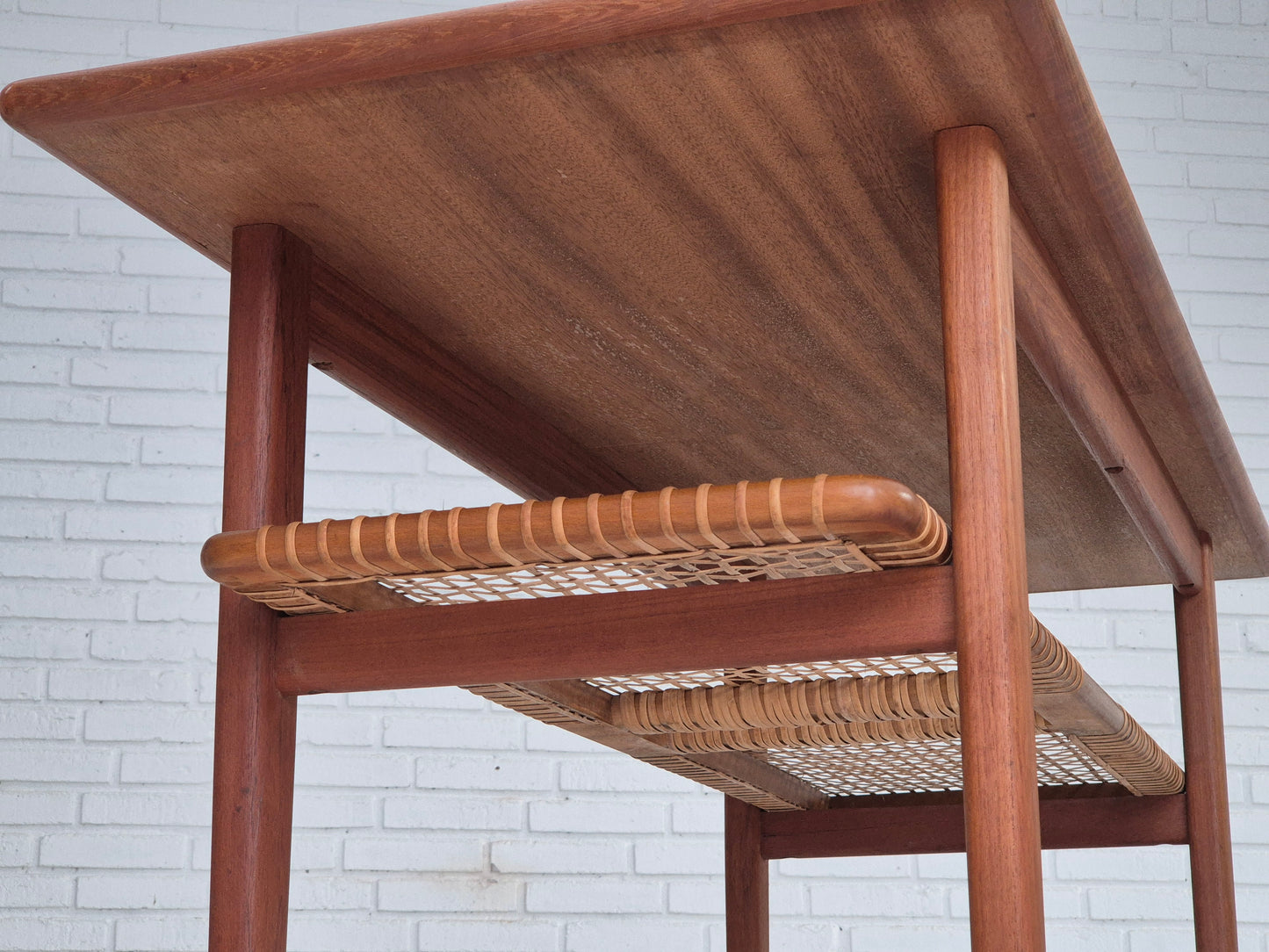 1970s, Scandinavian coffee table, original condition, teak wood, rattan.