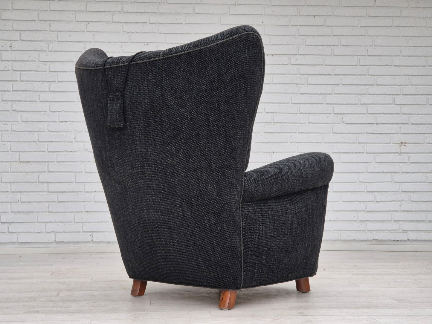 1960s, Danish relax armchair, reupholstered, gray furniture fabric.