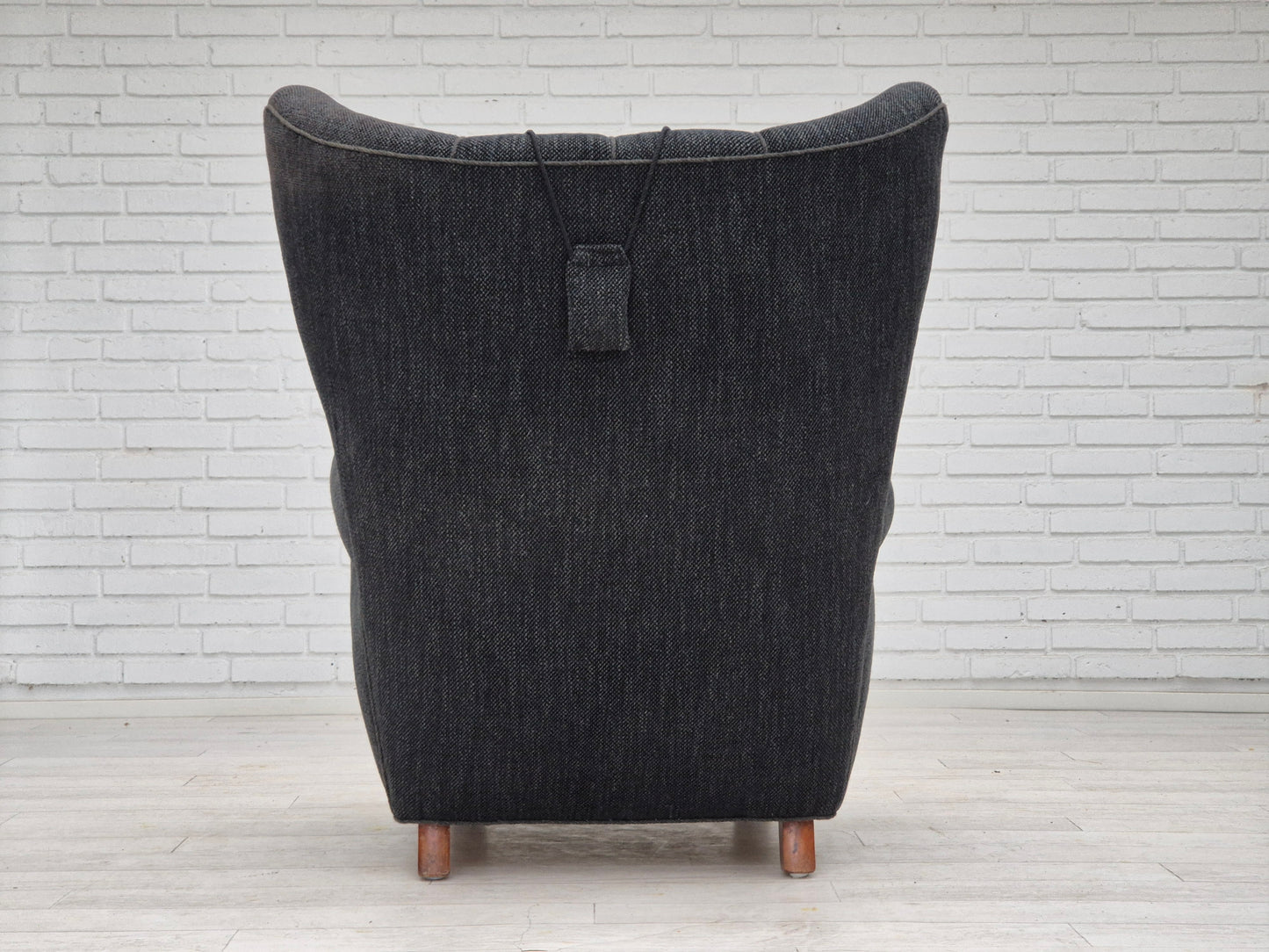 1960s, Danish relax armchair, reupholstered, gray furniture fabric.