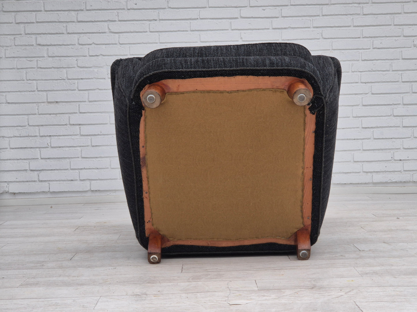 1960s, Danish relax armchair, reupholstered, gray furniture fabric.