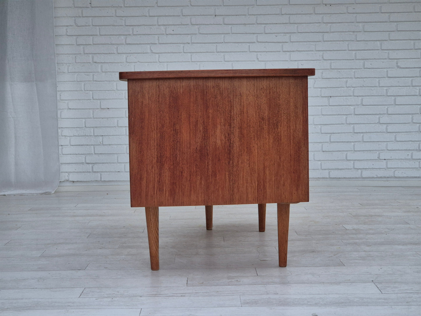 1960s, Danish design by Tibergaard Nielsen for Ikast Møbelfabrik, free standing desk with rotating bar section.