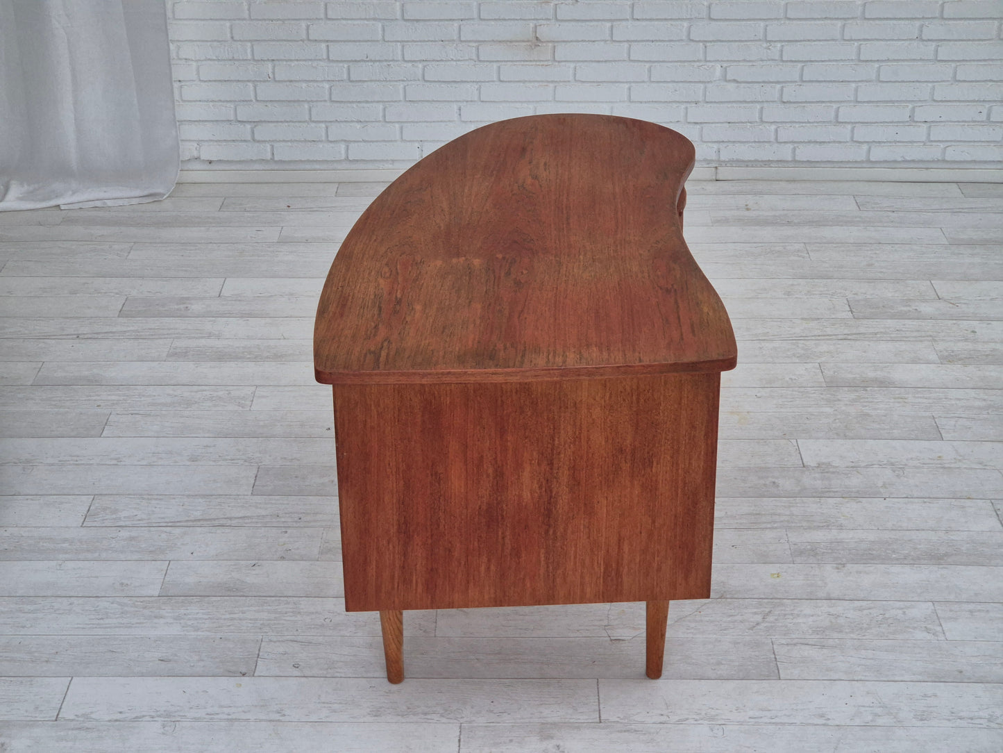 1960s, Danish design by Tibergaard Nielsen for Ikast Møbelfabrik, free standing desk with rotating bar section.