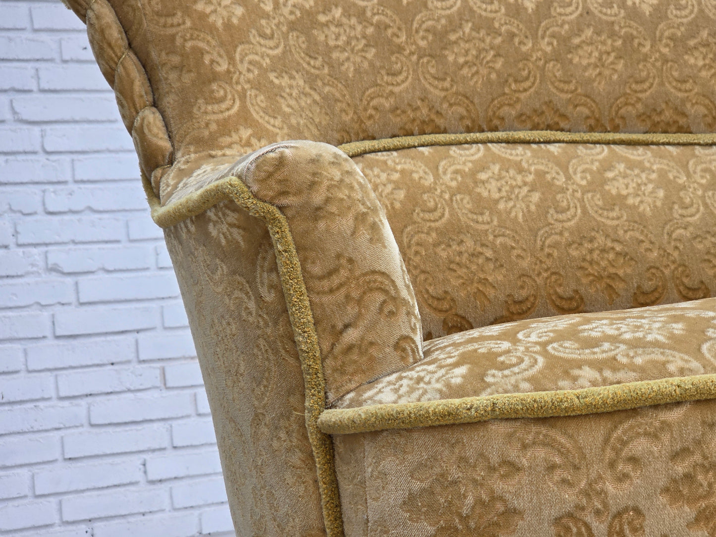 1950s, Danish 2-seater sofa, green/honing furniture velour.