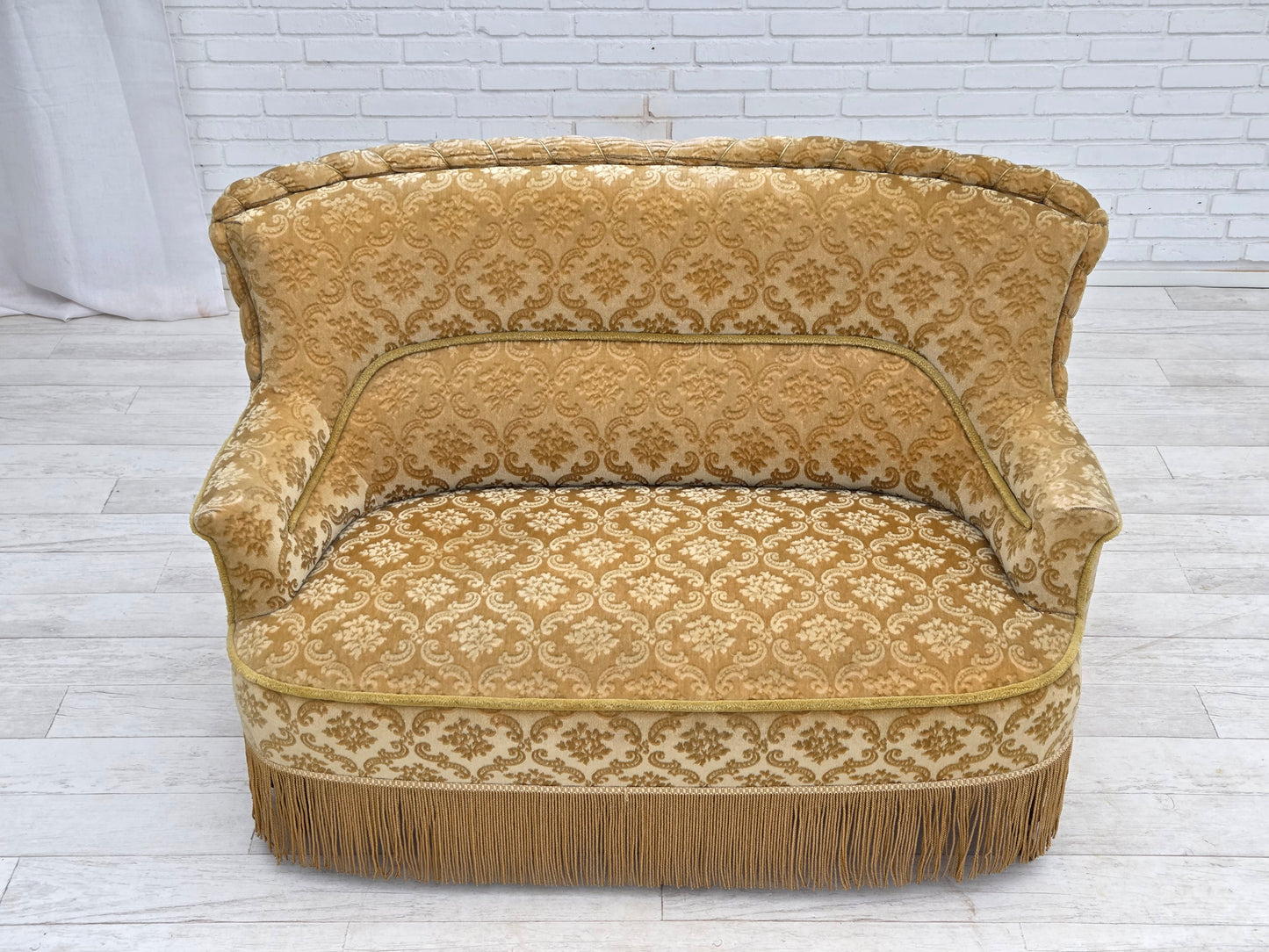 1950s, Danish 2-seater sofa, green/honing furniture velour.