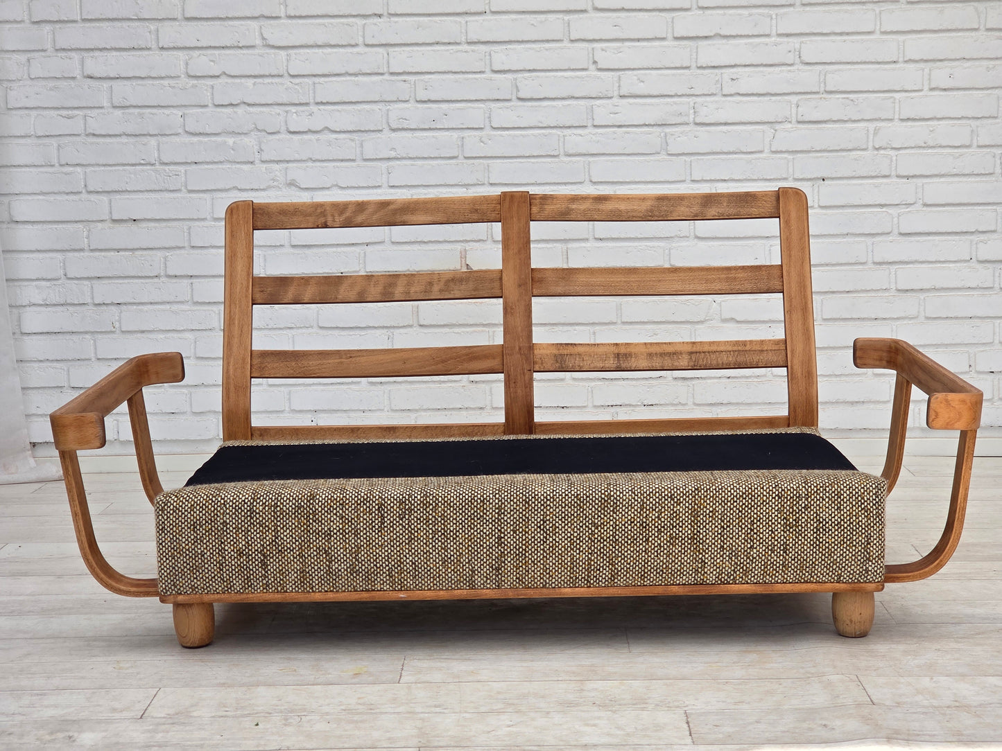 1970s, Danish 2-seater sofa, original condition, furniture wool, bentwood.