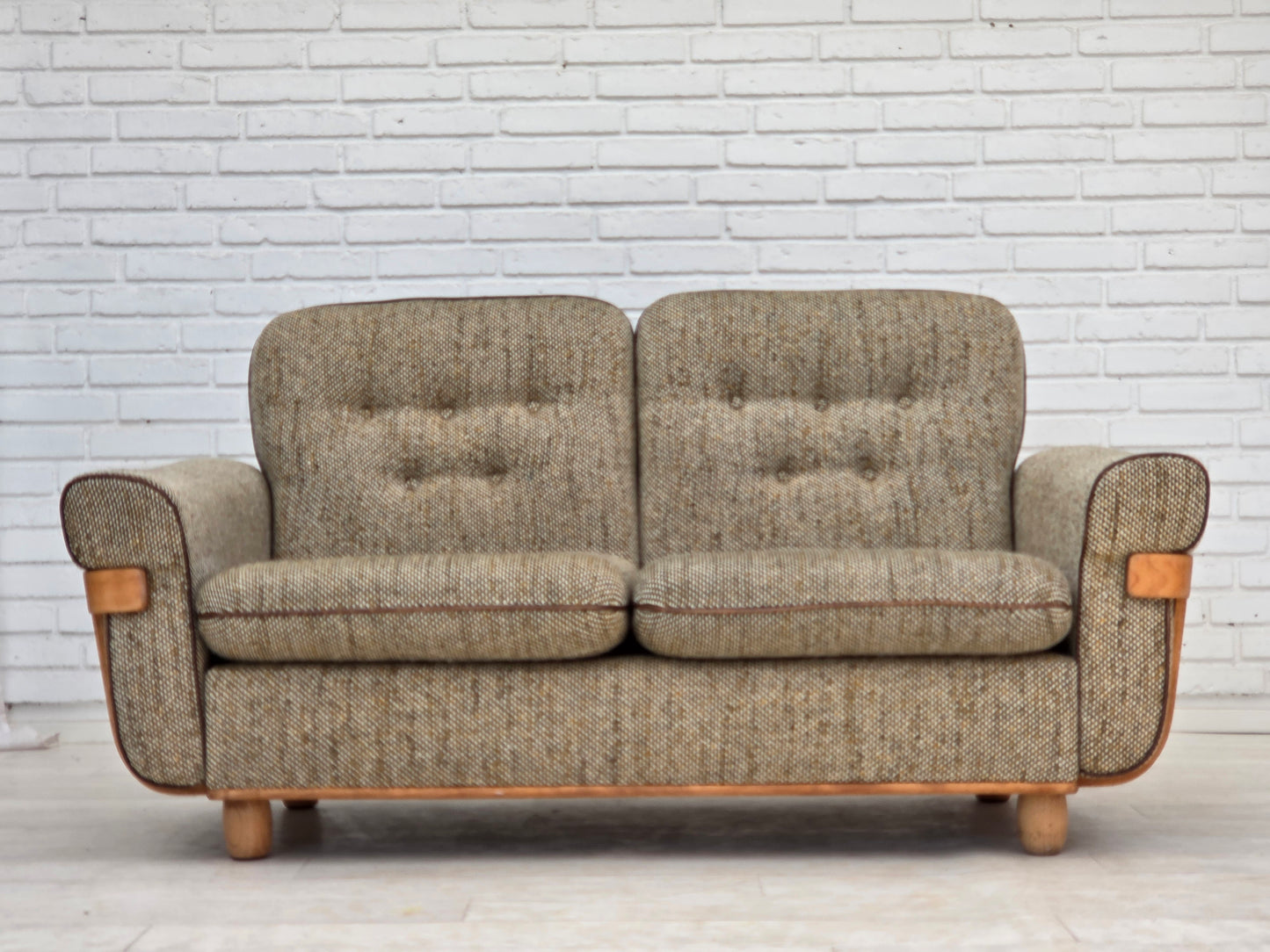 1970s, Danish 2-seater sofa, original condition, furniture wool, bentwood.
