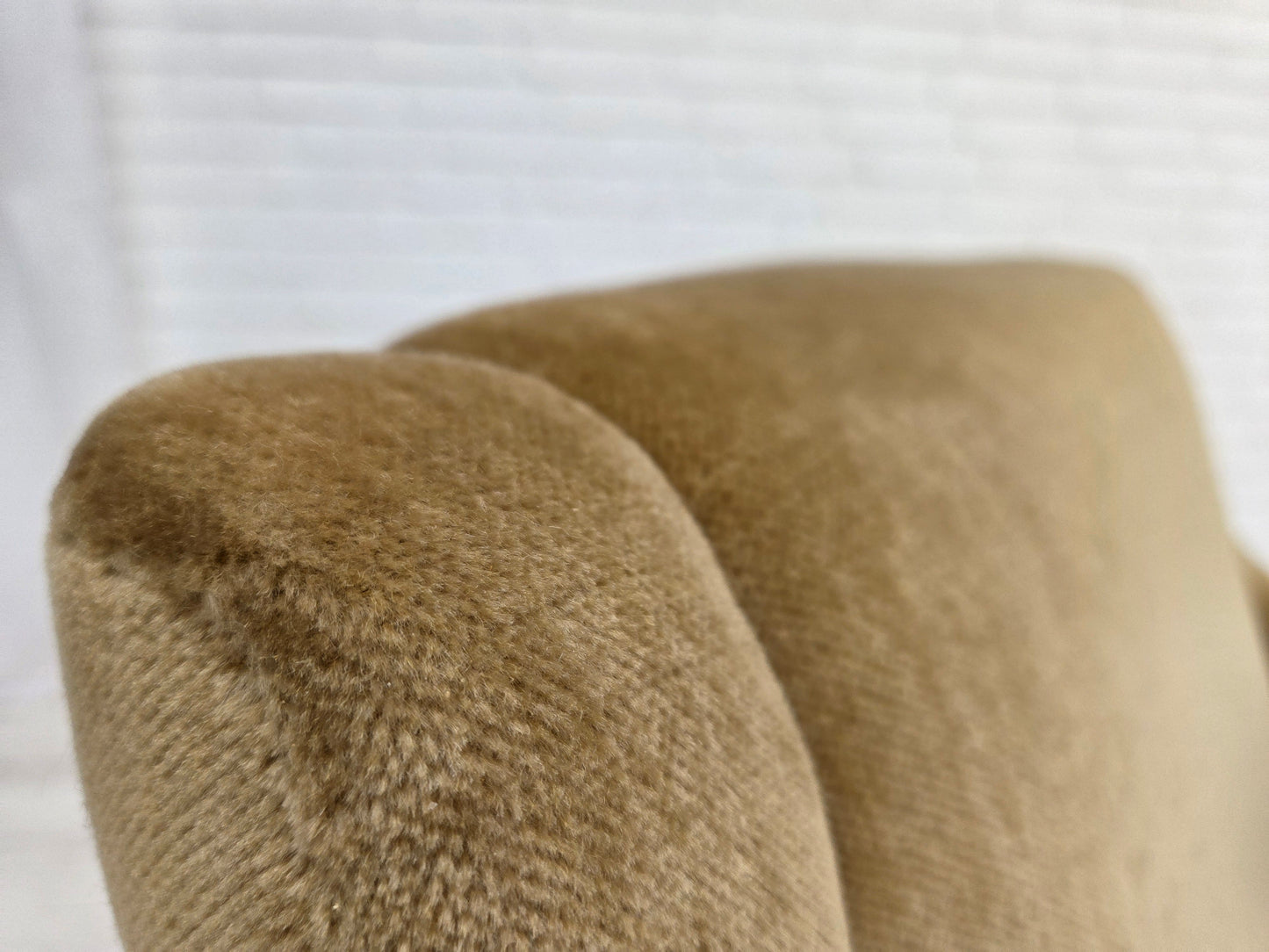 1970s, Danish armchair, original green furniture velour, teak wood legs.