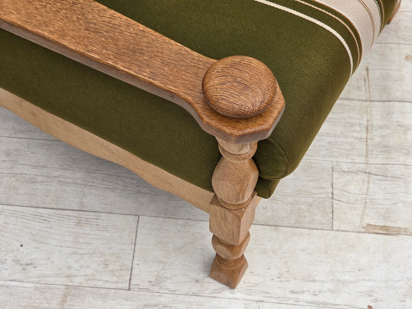 1970s, Danish armchair, original condition, furniture wool, solid oak wood.