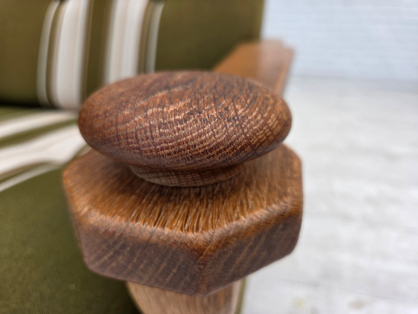 1970s, Danish armchair, original condition, furniture wool, solid oak wood.