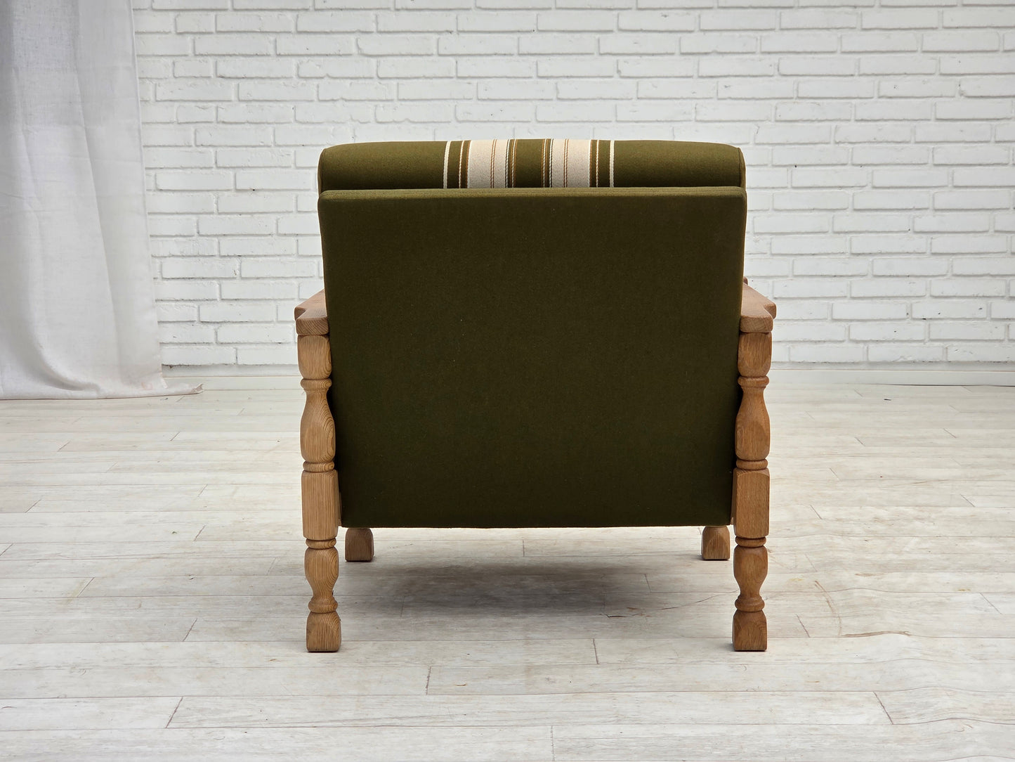 1970s, Danish armchair, original condition, furniture wool, solid oak wood.