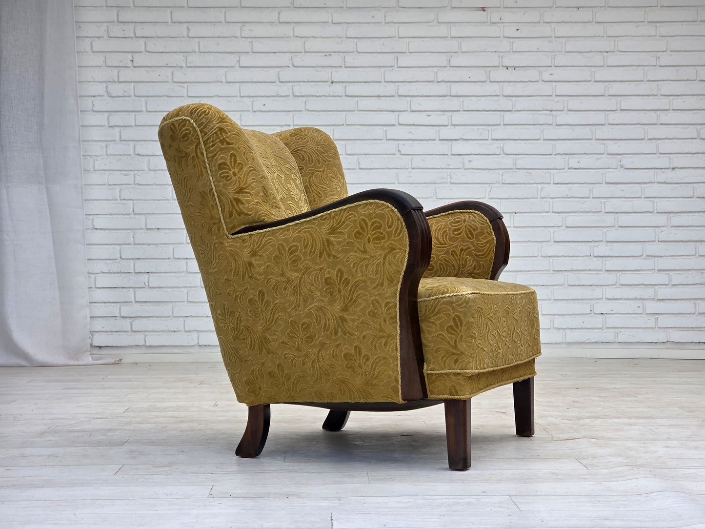 1960s, Danish design, armchair, original condition, furniture fabric, dark beech wood.