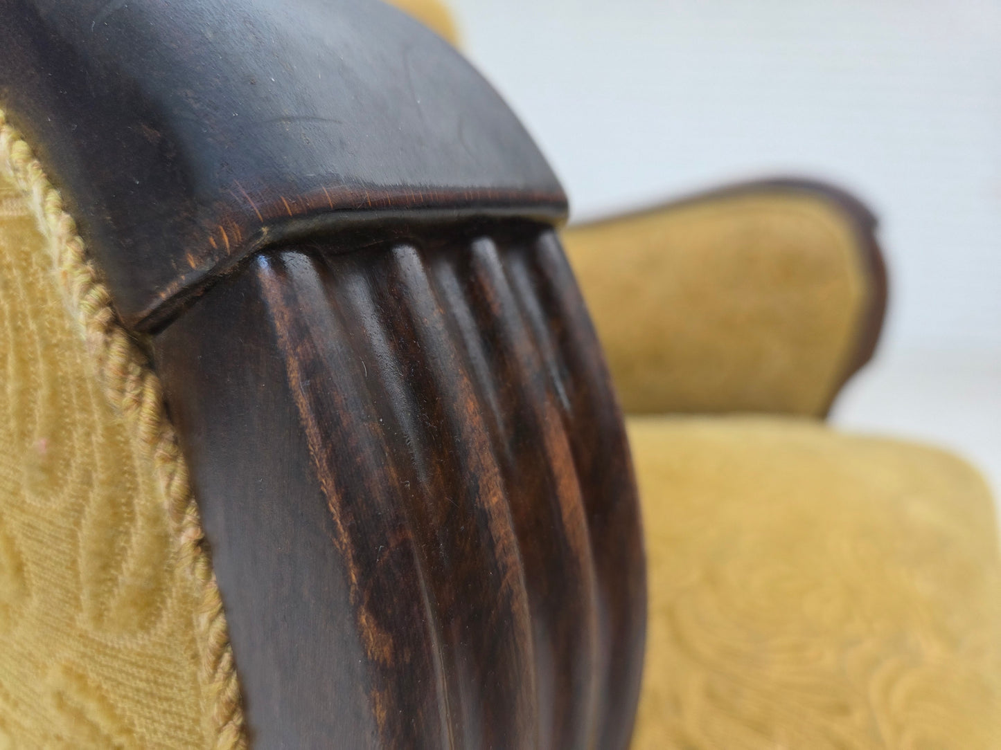 1960s, Danish design, armchair, original condition, furniture fabric, dark beech wood.