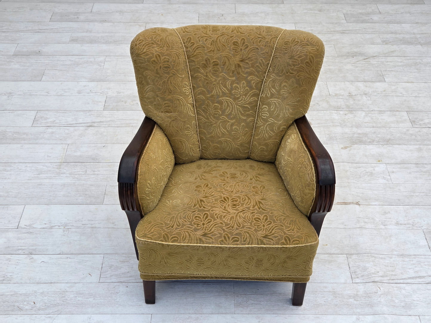 1960s, Danish design, armchair, original condition, furniture fabric, dark beech wood.