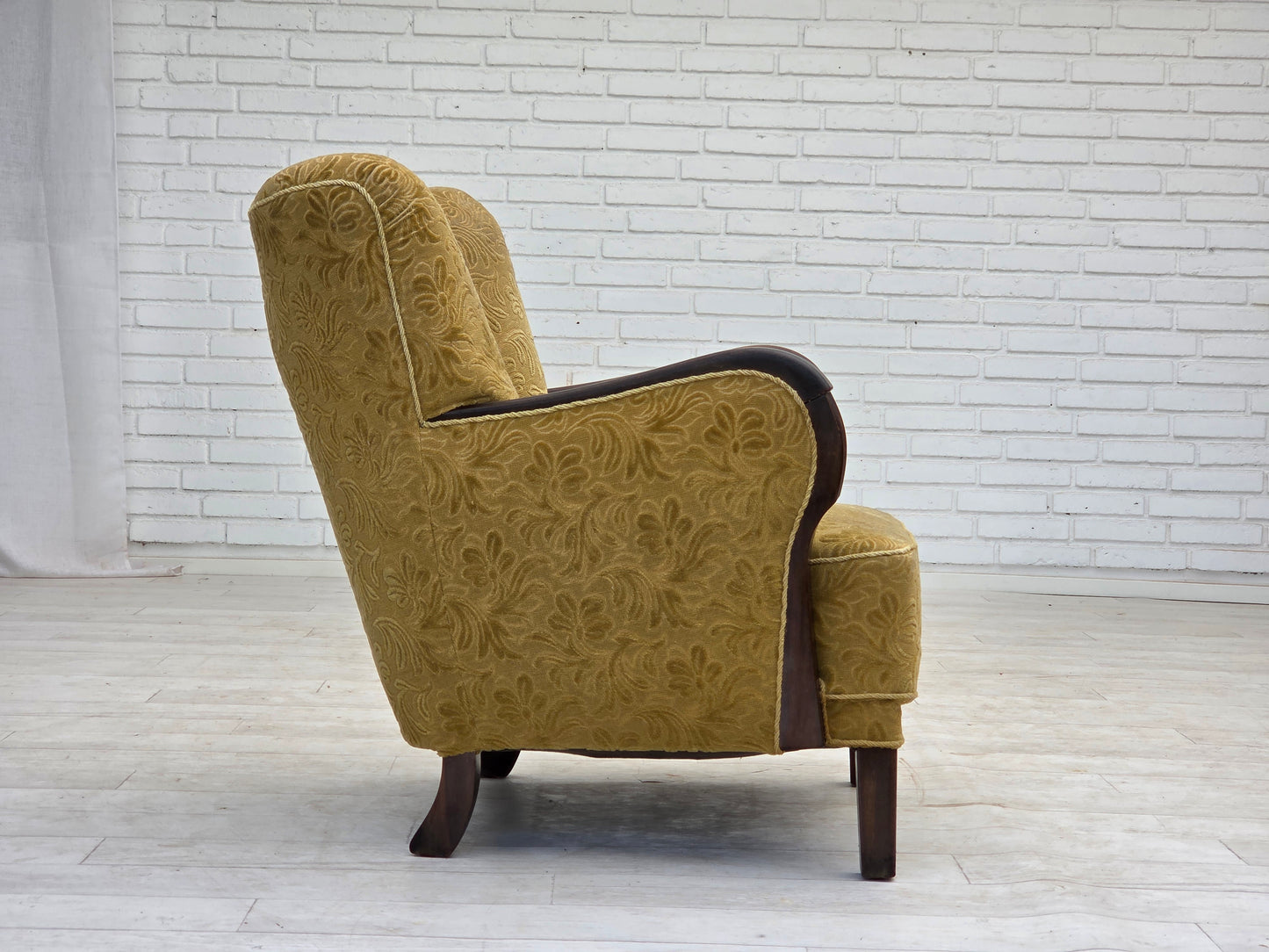 1960s, Danish design, armchair, original condition, furniture fabric, dark beech wood.