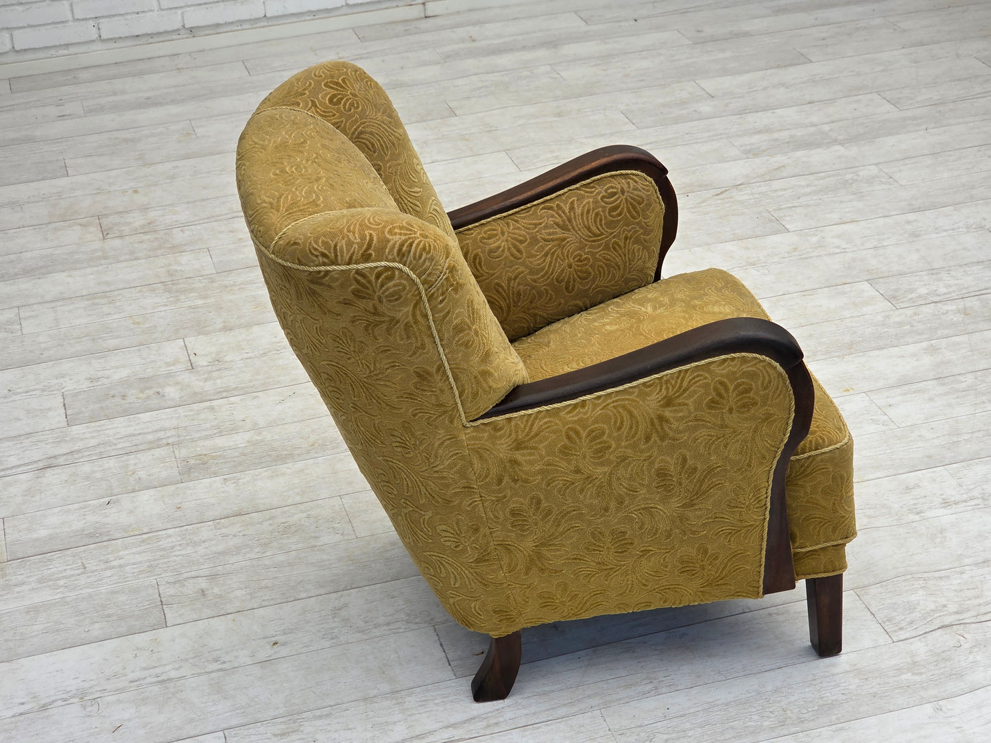 1960s, Danish design, armchair, original condition, furniture fabric, dark beech wood.