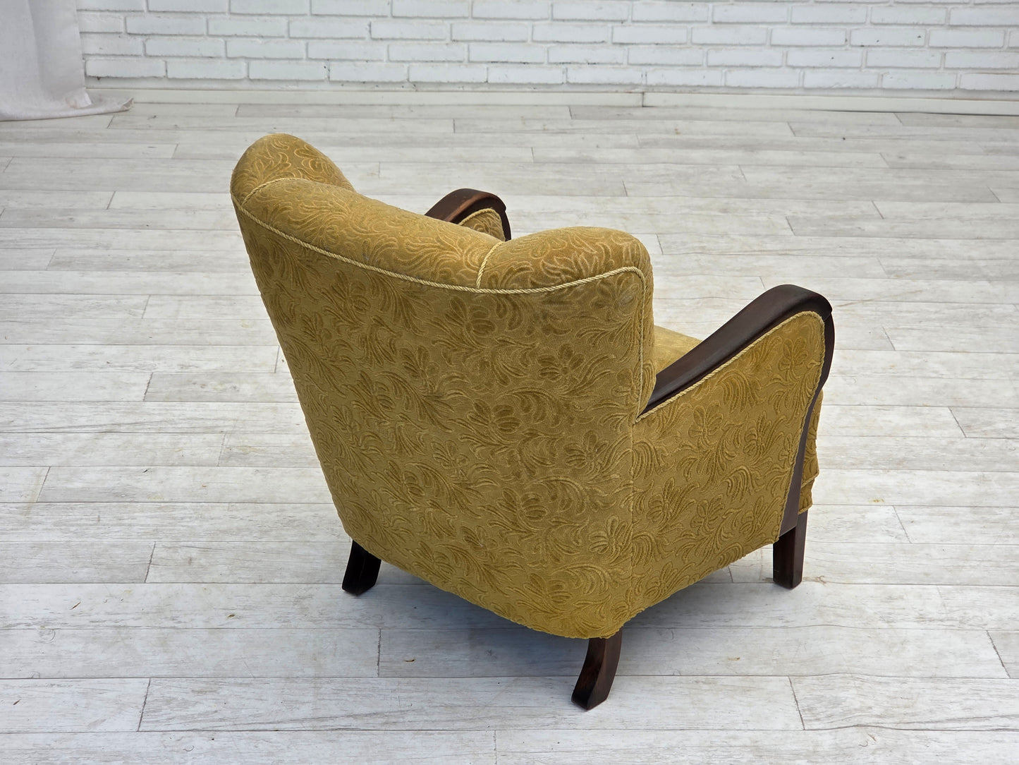 1960s, Danish design, armchair, original condition, furniture fabric, dark beech wood.