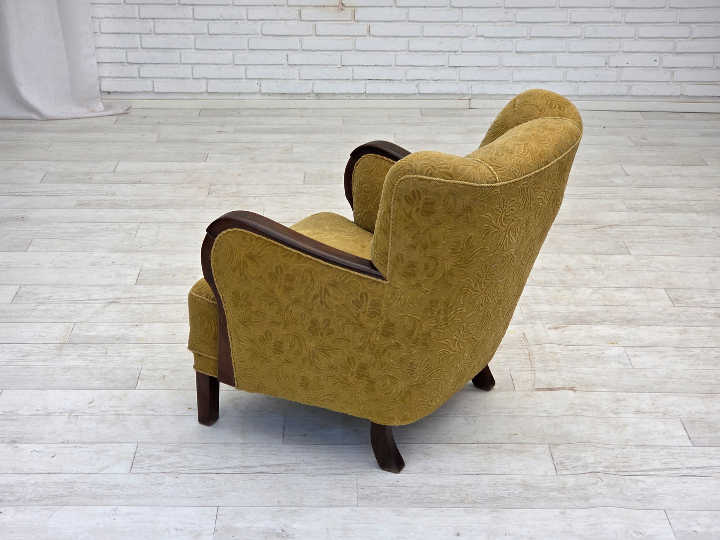 1960s, Danish design, armchair, original condition, furniture fabric, dark beech wood.
