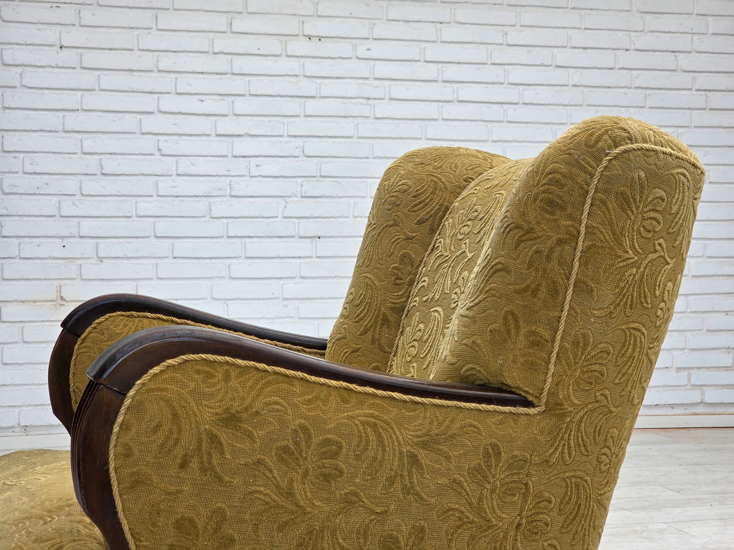 1960s, Danish design, armchair, original condition, furniture fabric, dark beech wood.