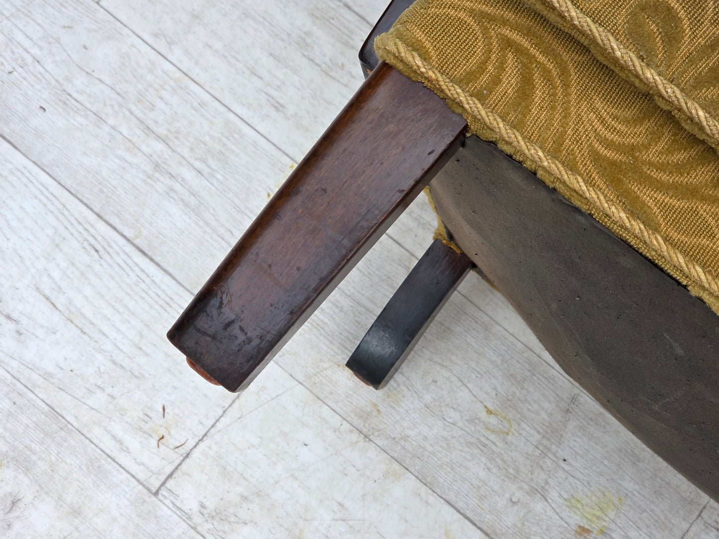 1960s, Danish design, armchair, original condition, furniture fabric, dark beech wood.