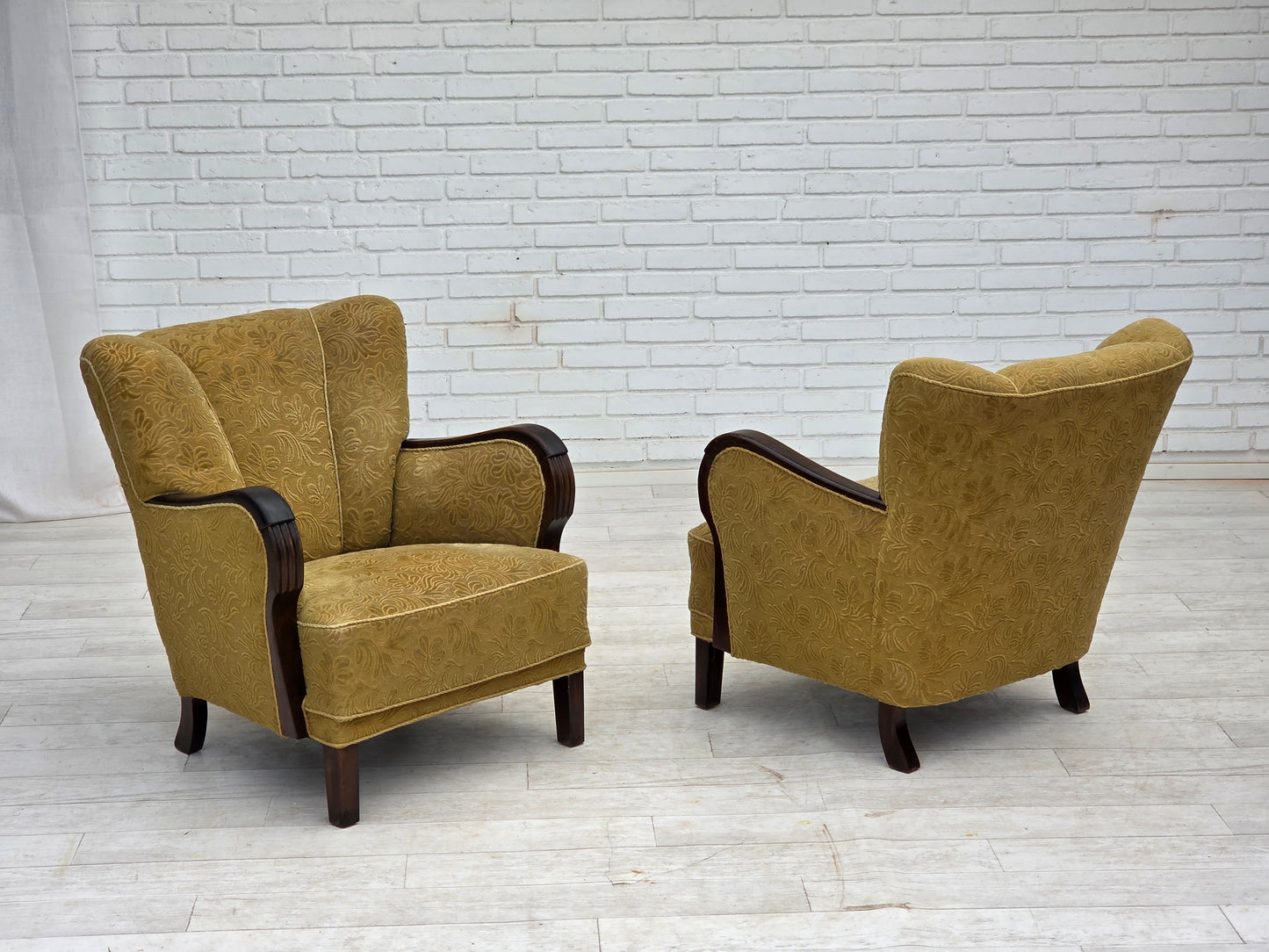 1960s, Danish design, armchair, original condition, furniture fabric, dark beech wood.