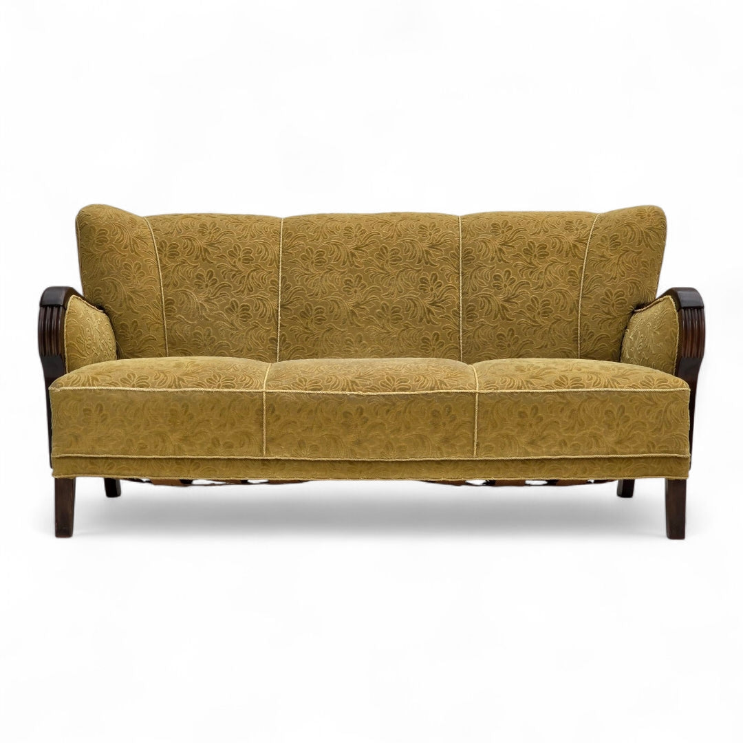 1960s, Danish 3-seater sofa, original condition, furniture wool/cotton fabric.