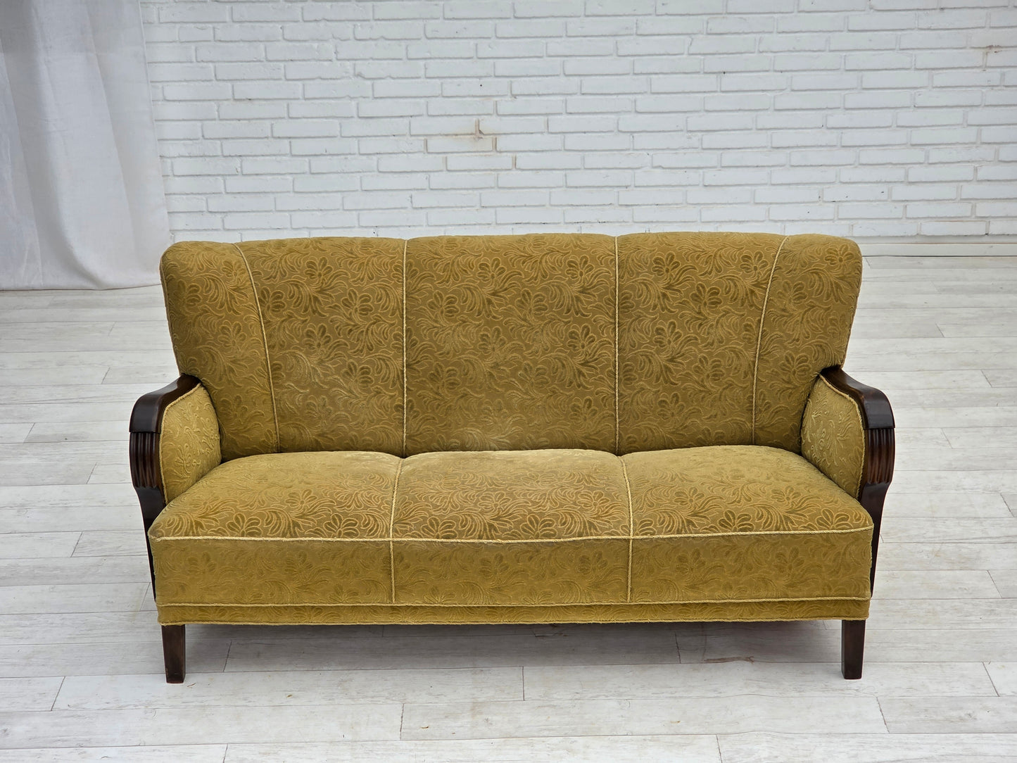 1960s, Danish 3-seater sofa, original condition, furniture wool/cotton fabric.