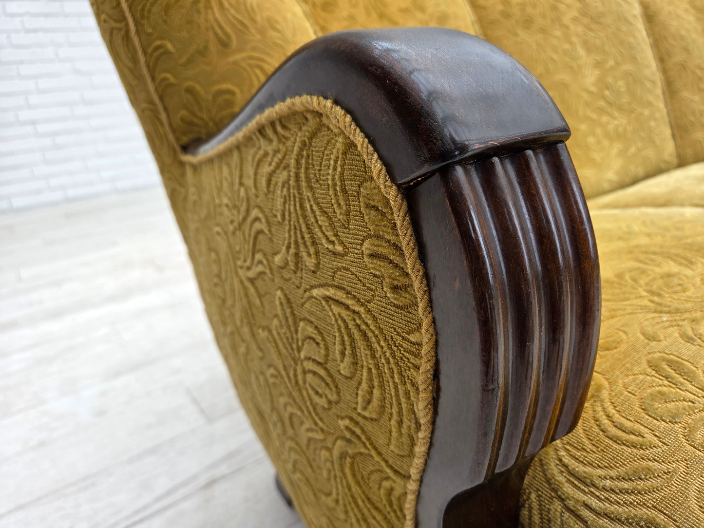 1960s, Danish 3-seater sofa, original condition, furniture wool/cotton fabric.