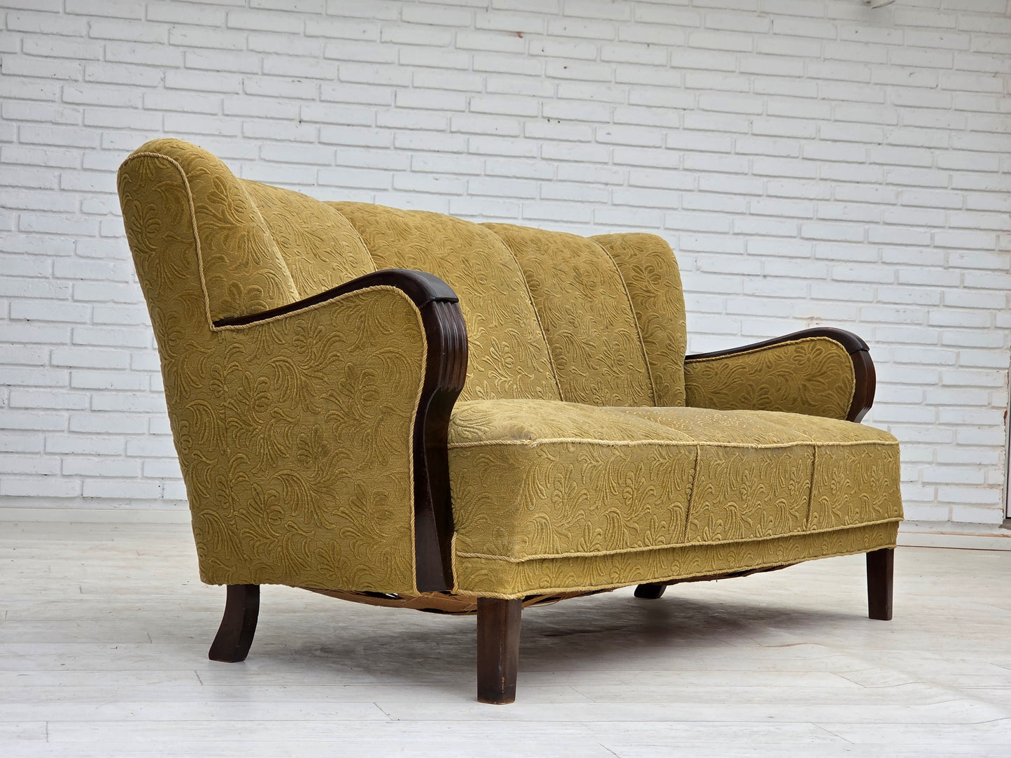 1960s, Danish 3-seater sofa, original condition, furniture wool/cotton fabric.
