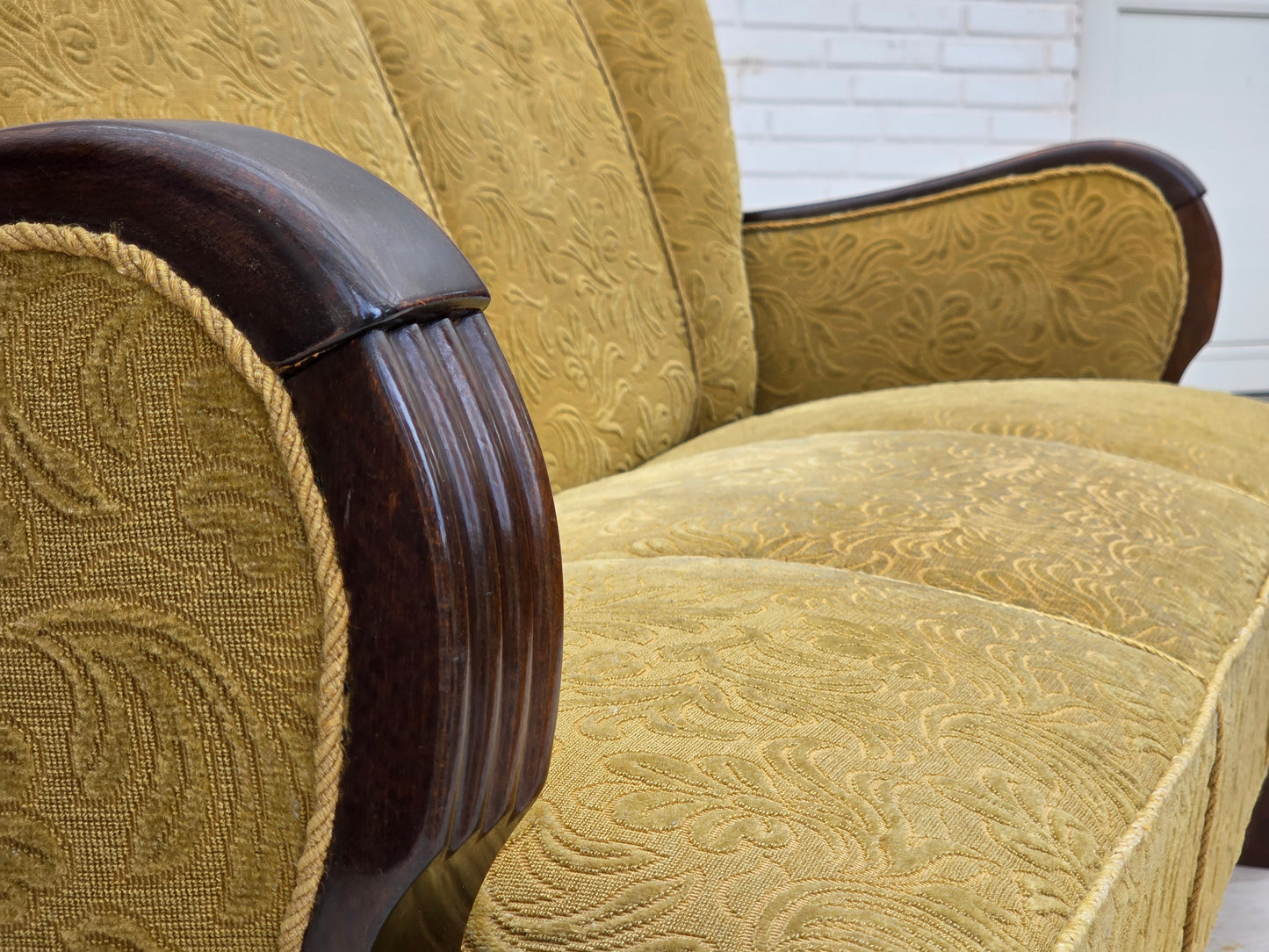 1960s, Danish 3-seater sofa, original condition, furniture wool/cotton fabric.