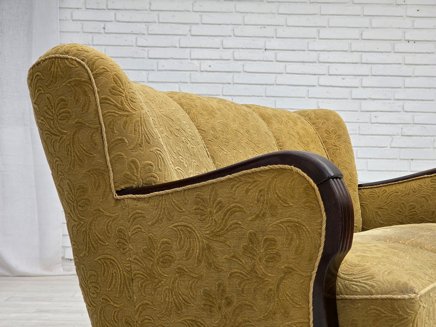 1960s, Danish 3-seater sofa, original condition, furniture wool/cotton fabric.