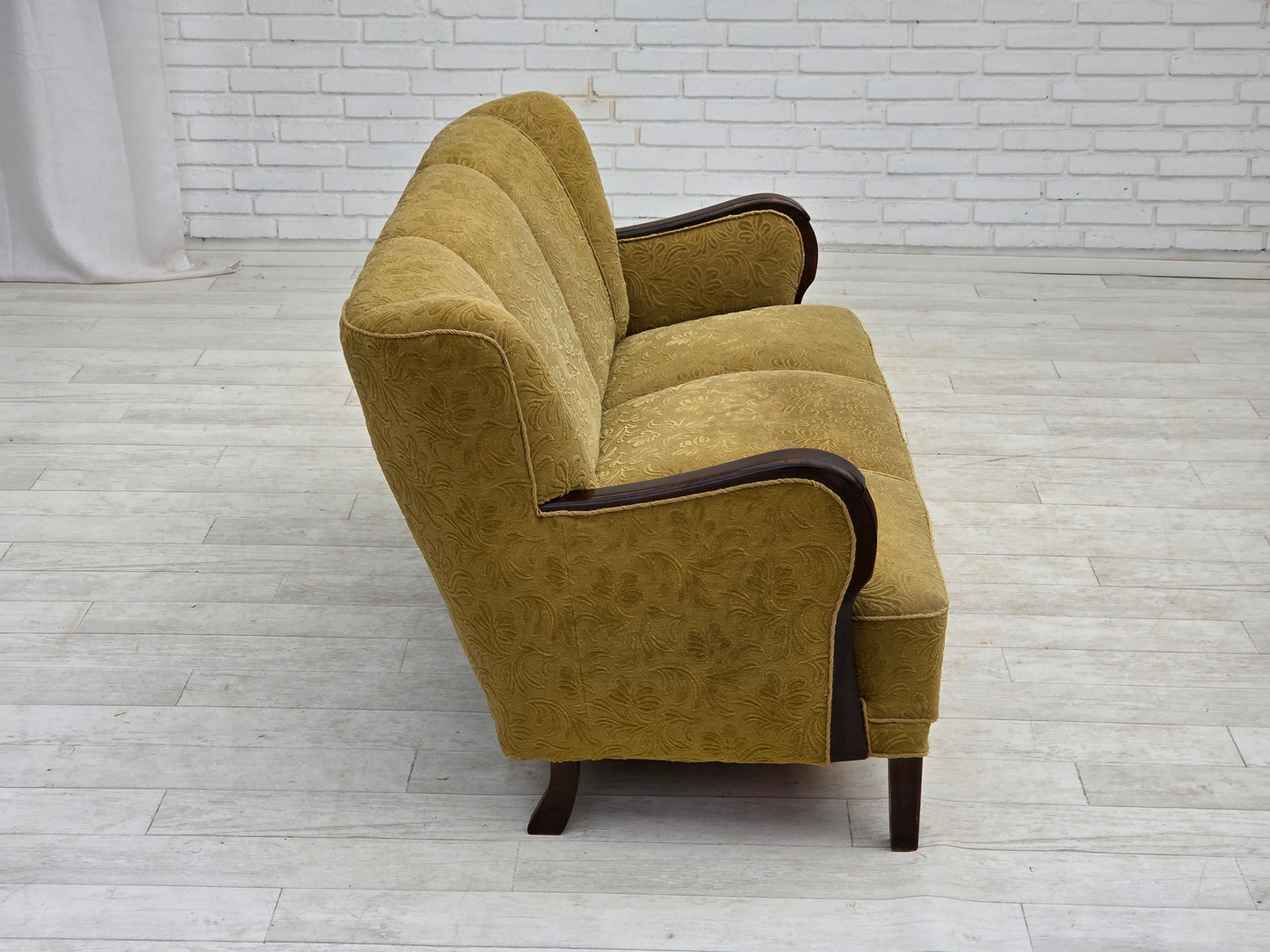 1960s, Danish 3-seater sofa, original condition, furniture wool/cotton fabric.