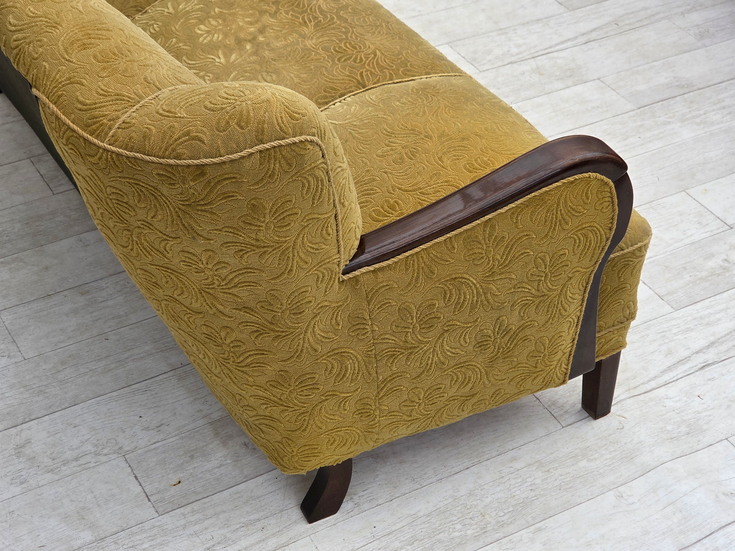 1960s, Danish 3-seater sofa, original condition, furniture wool/cotton fabric.