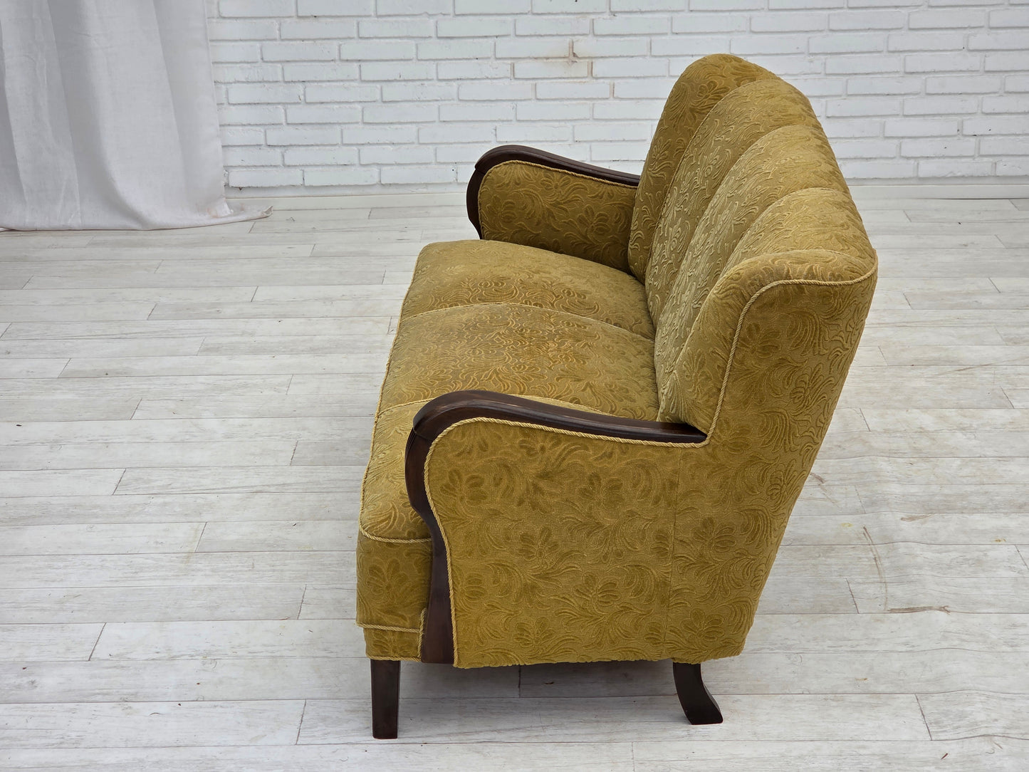 1960s, Danish 3-seater sofa, original condition, furniture wool/cotton fabric.