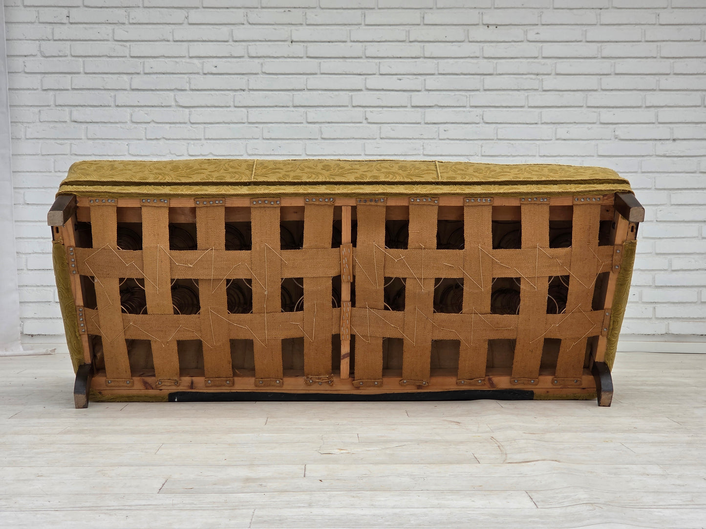 1960s, Danish 3-seater sofa, original condition, furniture wool/cotton fabric.