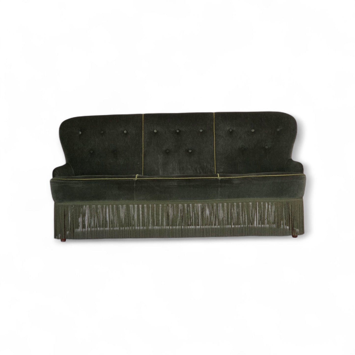 1970s, Danish 3-seater sofa, furniture velour, beech wood legs, original condition.