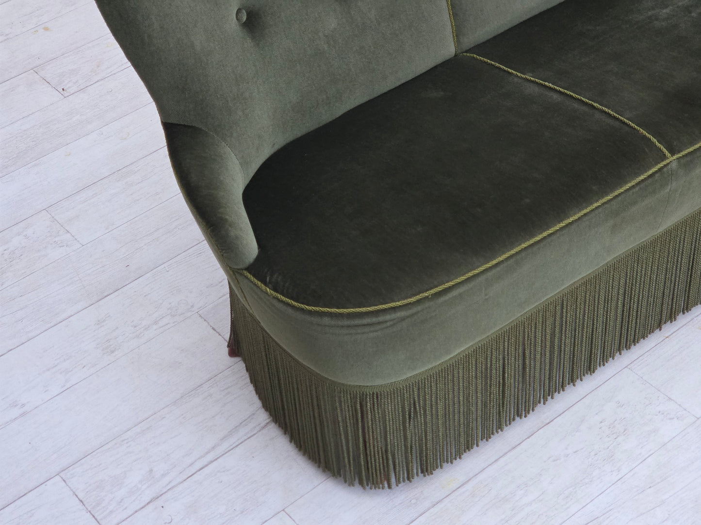 1970s, Danish 3-seater sofa, furniture velour, beech wood legs, original condition.