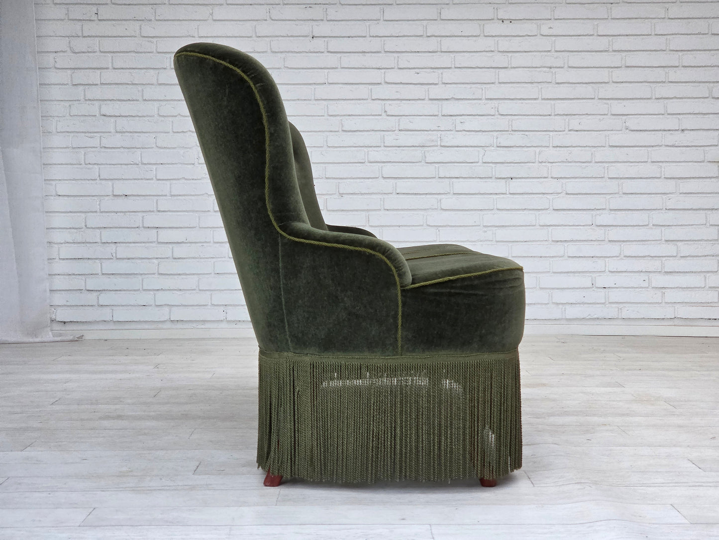 1970s, Danish 3-seater sofa, furniture velour, beech wood legs, original condition.