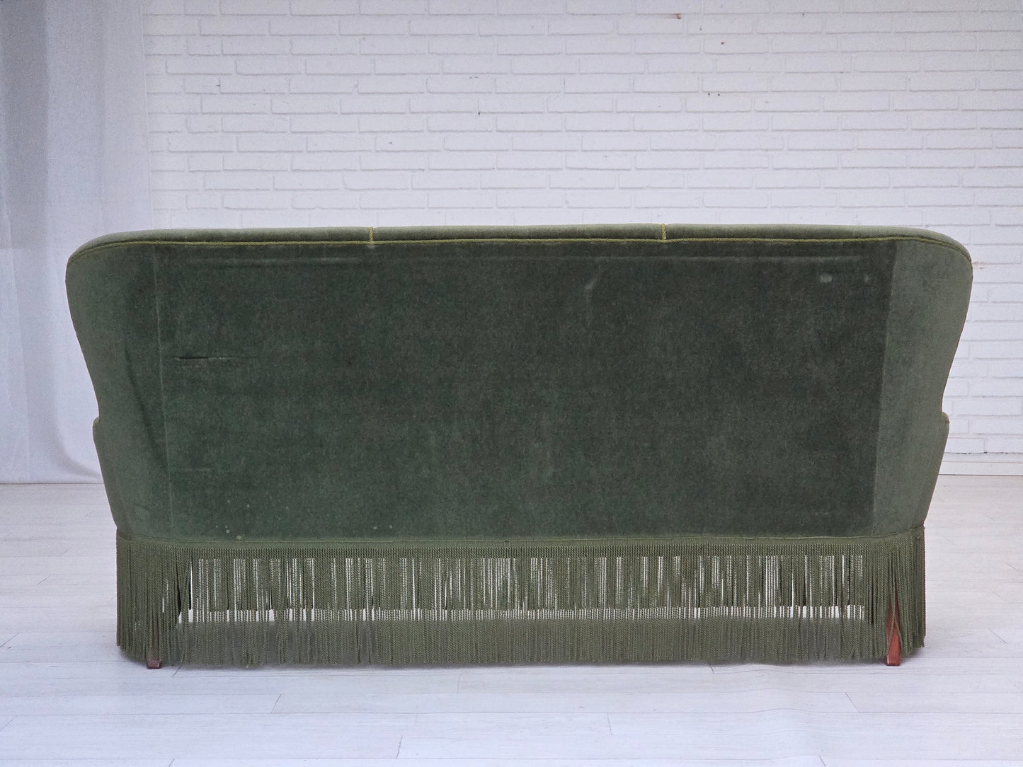 1970s, Danish 3-seater sofa, furniture velour, beech wood legs, original condition.