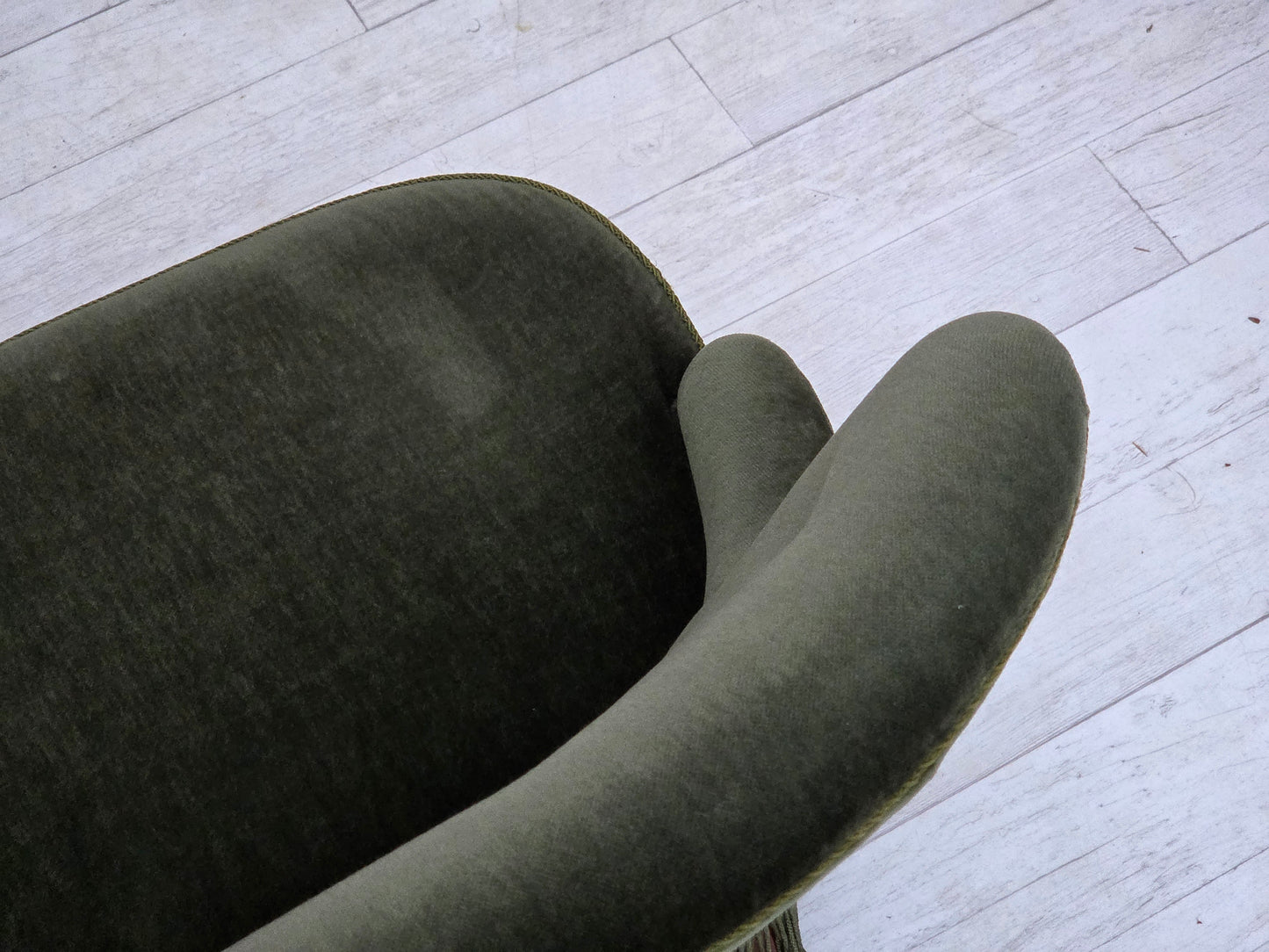 1970s, Danish 3-seater sofa, furniture velour, beech wood legs, original condition.