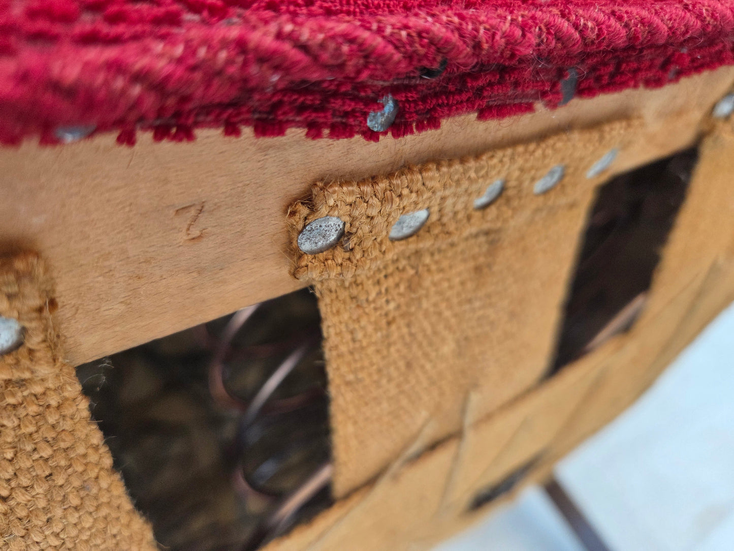 1960s, Danish armchair, original condition, wool fabric, beech wood legs.