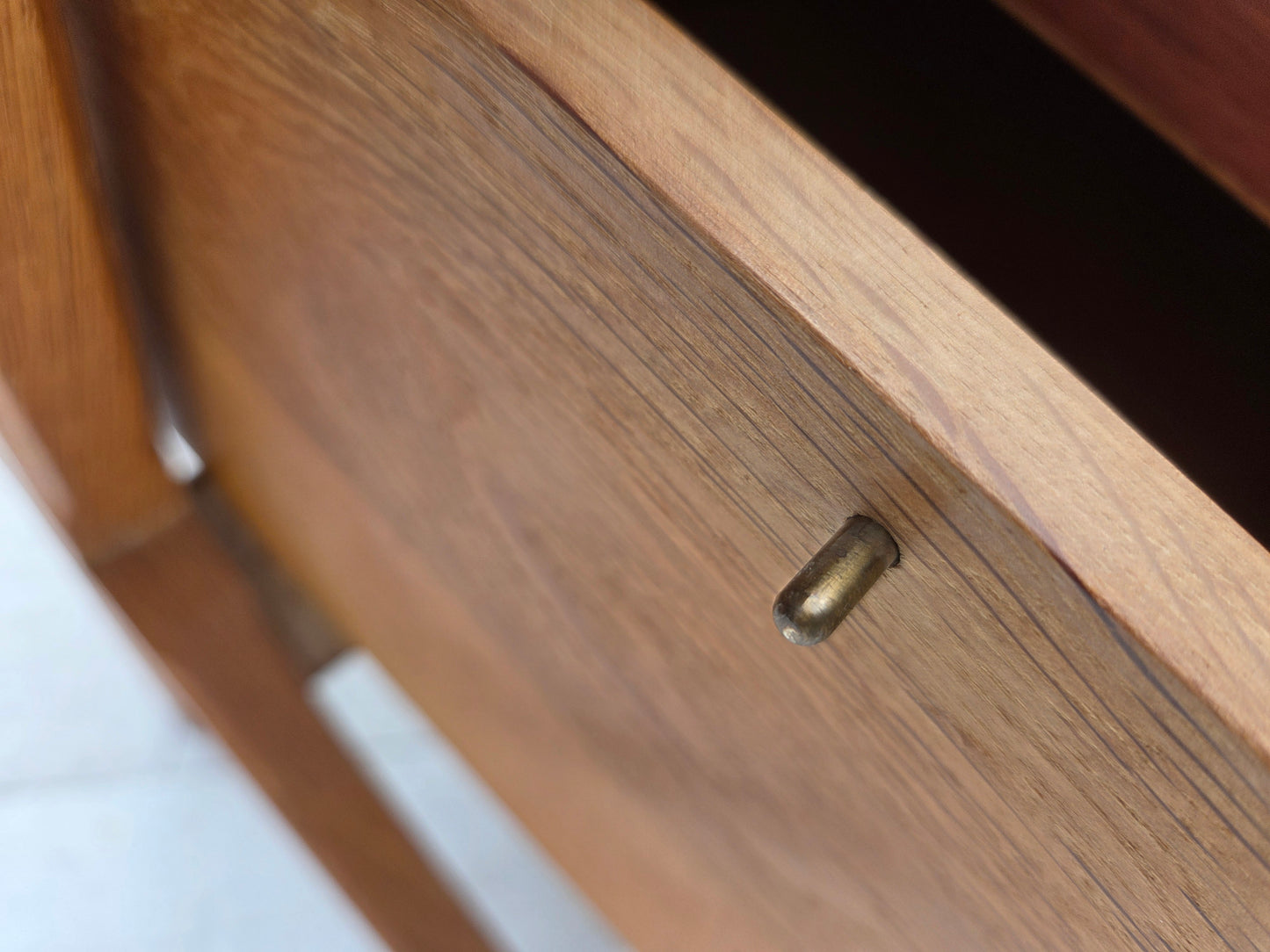 1970s, Scandinavian side table with drawer, solid oak wood, teak wood.