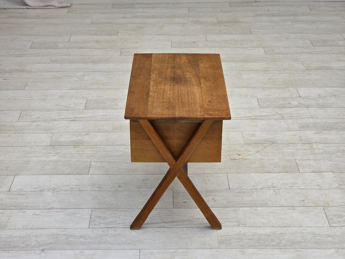 1970s, Scandinavian side table with drawer, solid oak wood, teak wood.